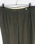 Pantalón Burberry Pinzas Gris Verdoso Vintage 90s — Talla L