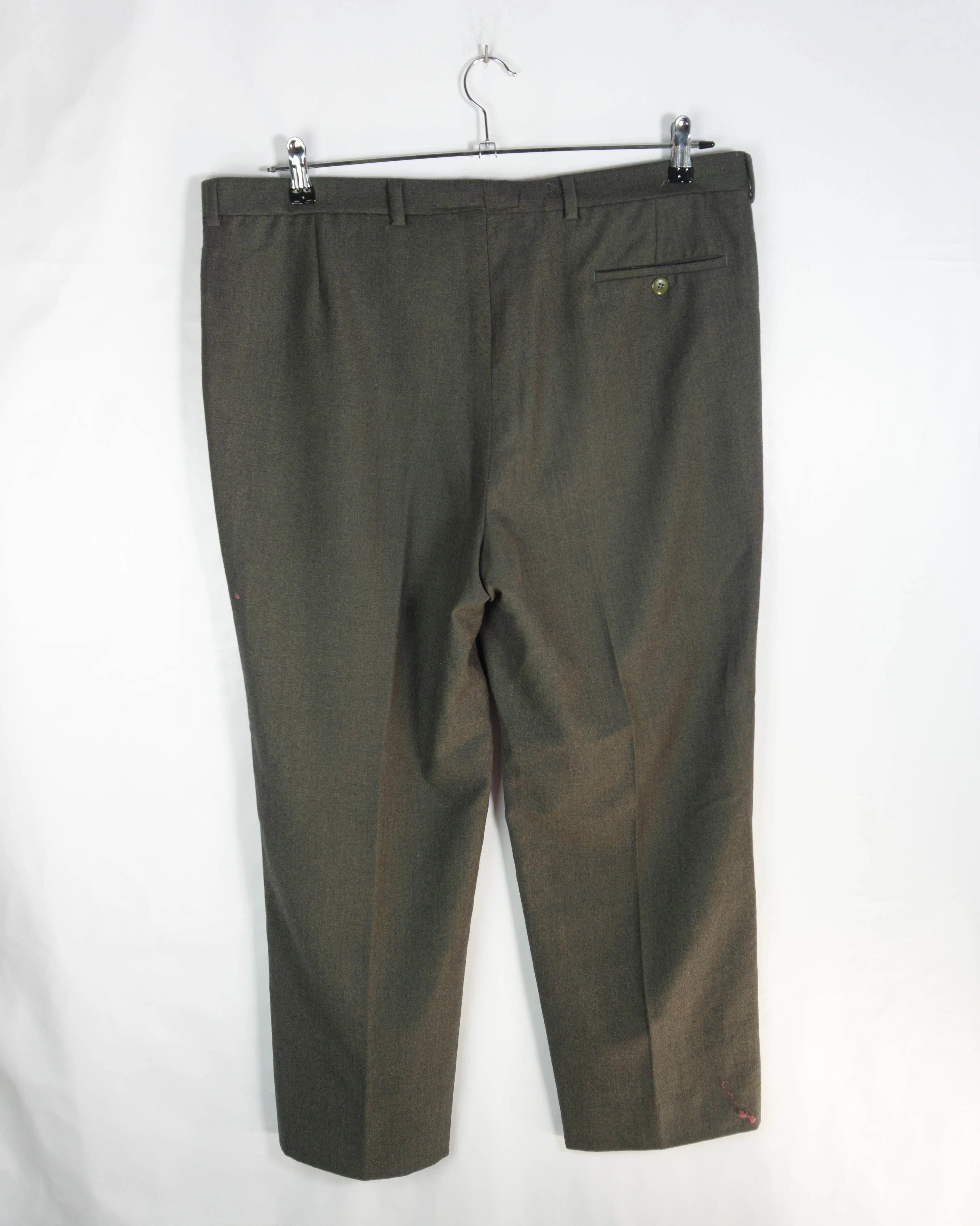 Pantalón Burberry Pinzas Gris Verdoso Vintage 90s — Talla L