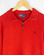 Jersey Polo Ralph Lauren 1/4 Zip Rojo Vintage 00s — Talla L