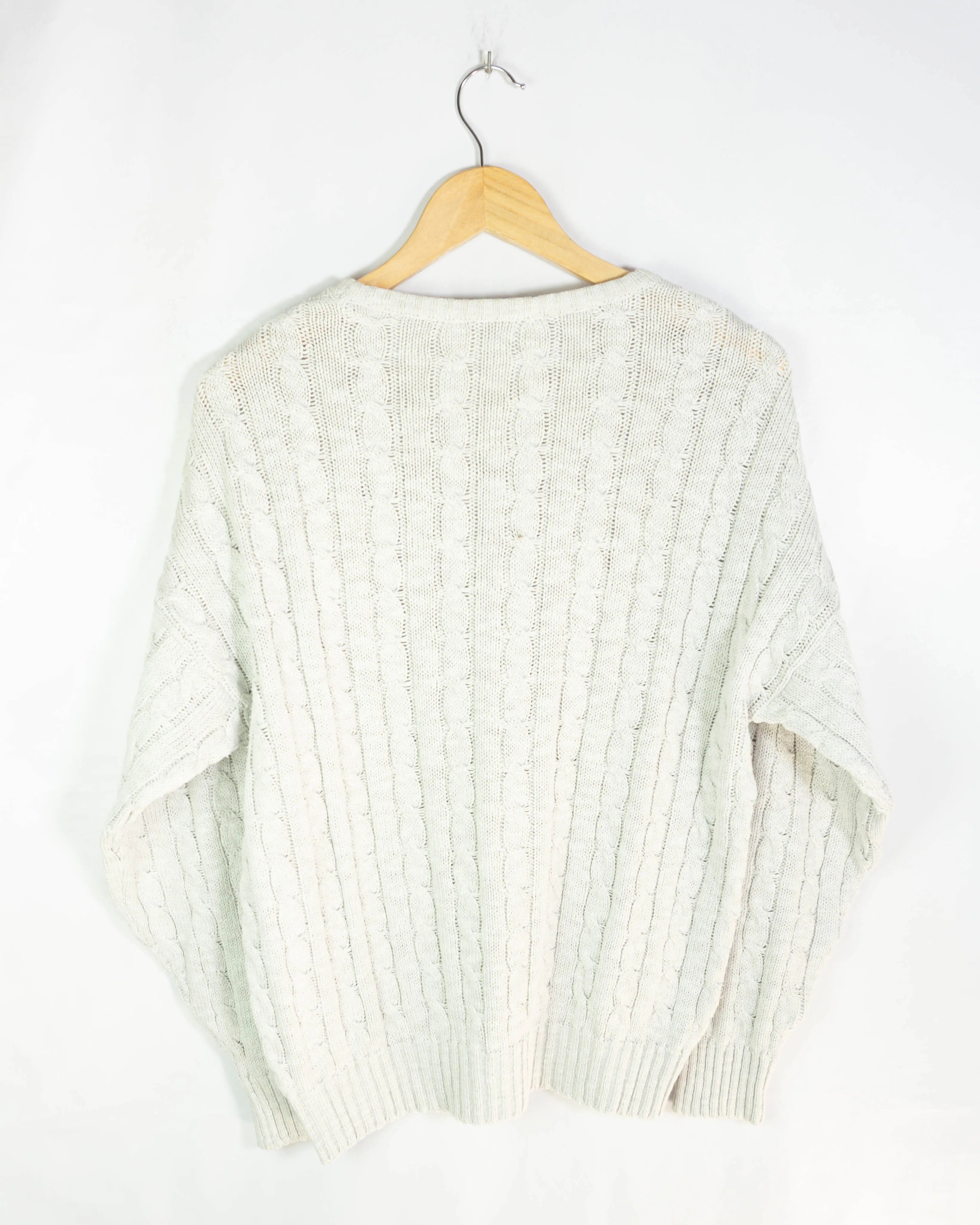 Jersey Punto Trenzado Crudo Vintage 90s — Talla M