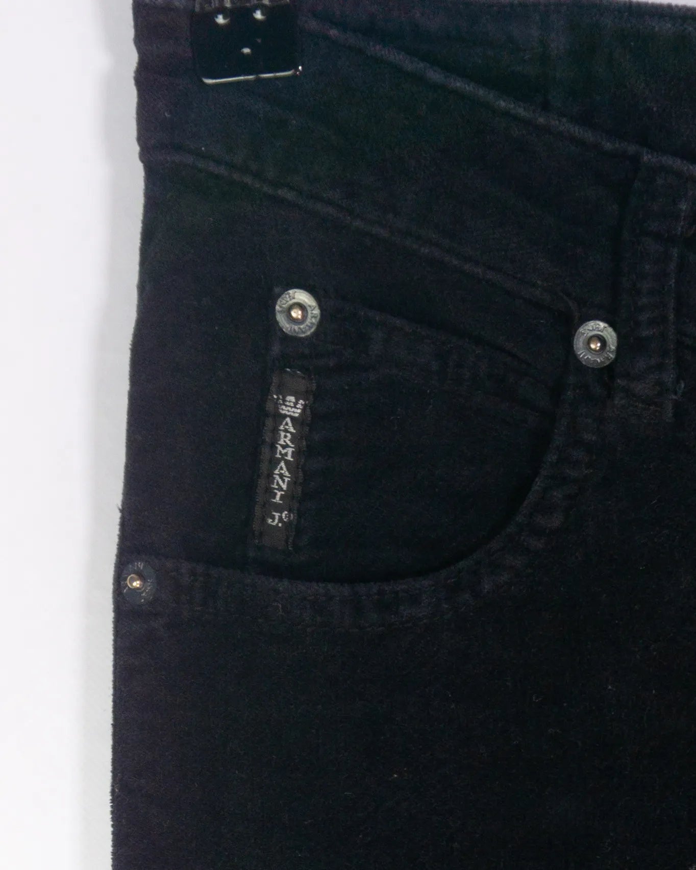 Pantalón Pana Armani Jeans Negro Vintage 00s Mujer — Talla 28