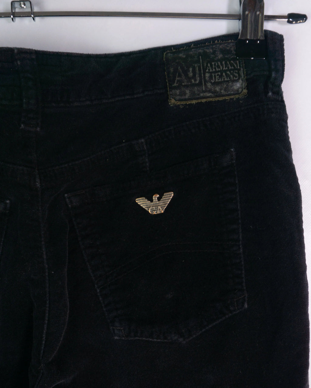 Pantalón Pana Armani Jeans Negro Vintage 00s Mujer — Talla 28
