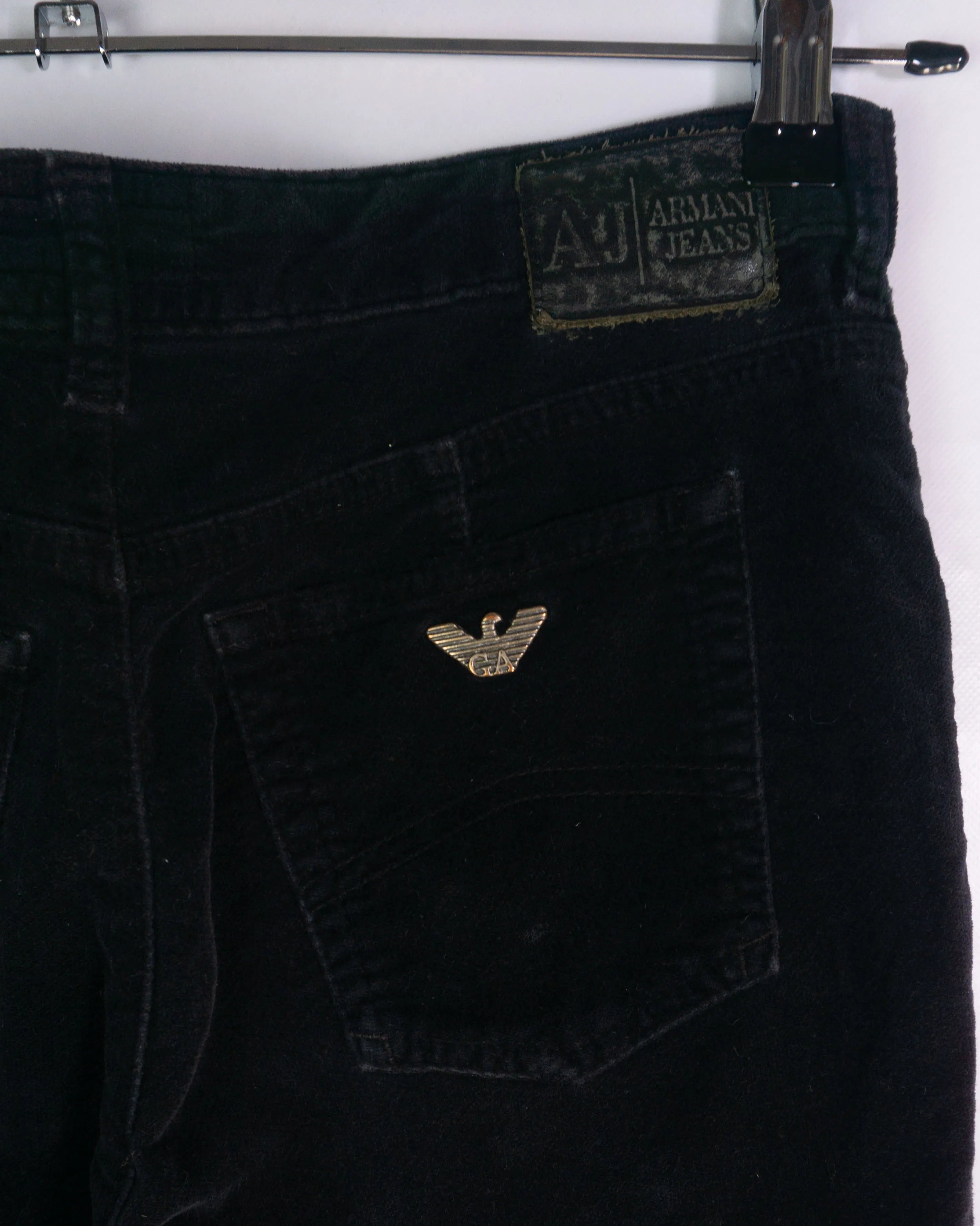 Pantalón Pana Armani Jeans Negro Vintage 00s Mujer — Talla 28
