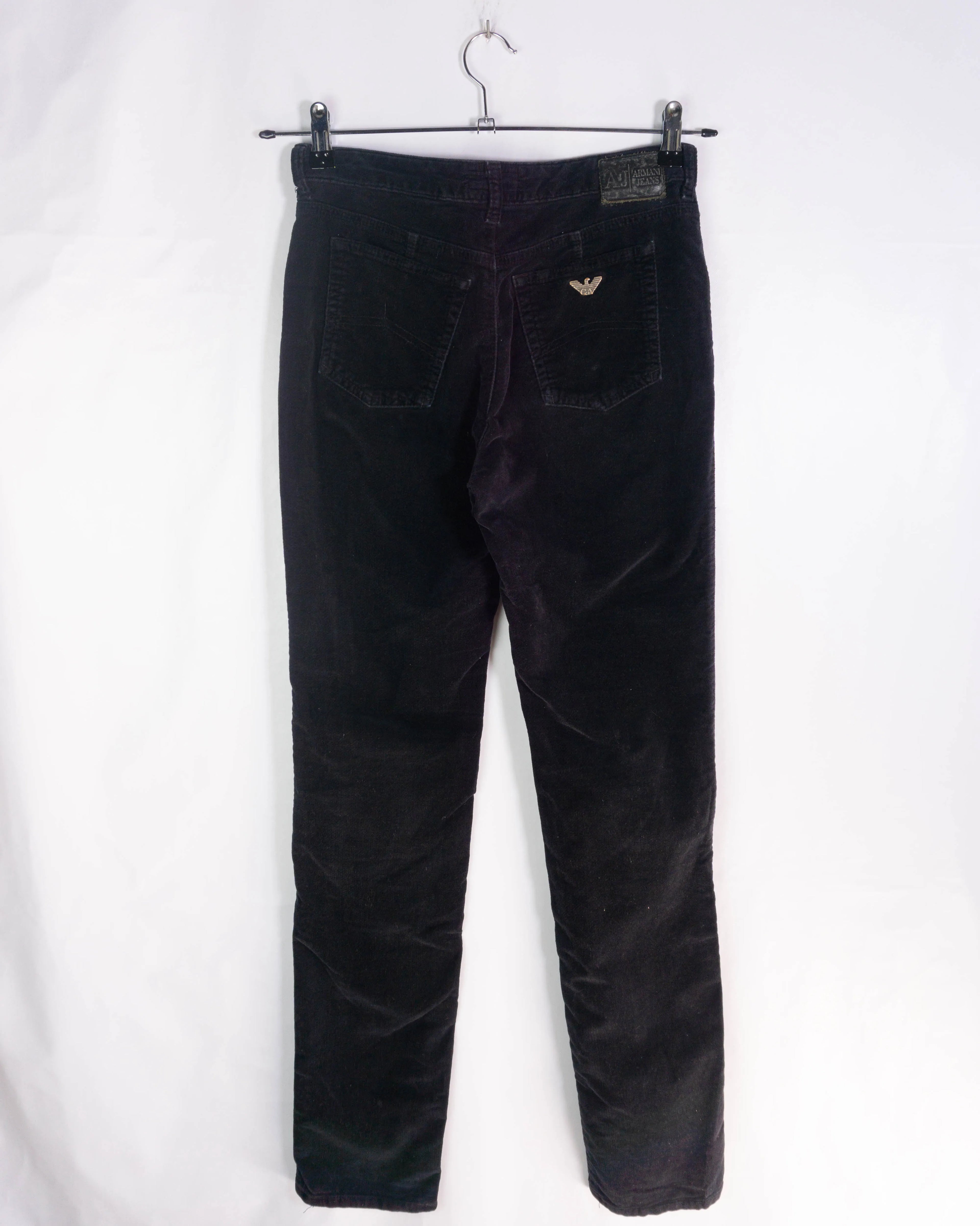 Pantalón Pana Armani Jeans Negro Vintage 00s Mujer — Talla 28