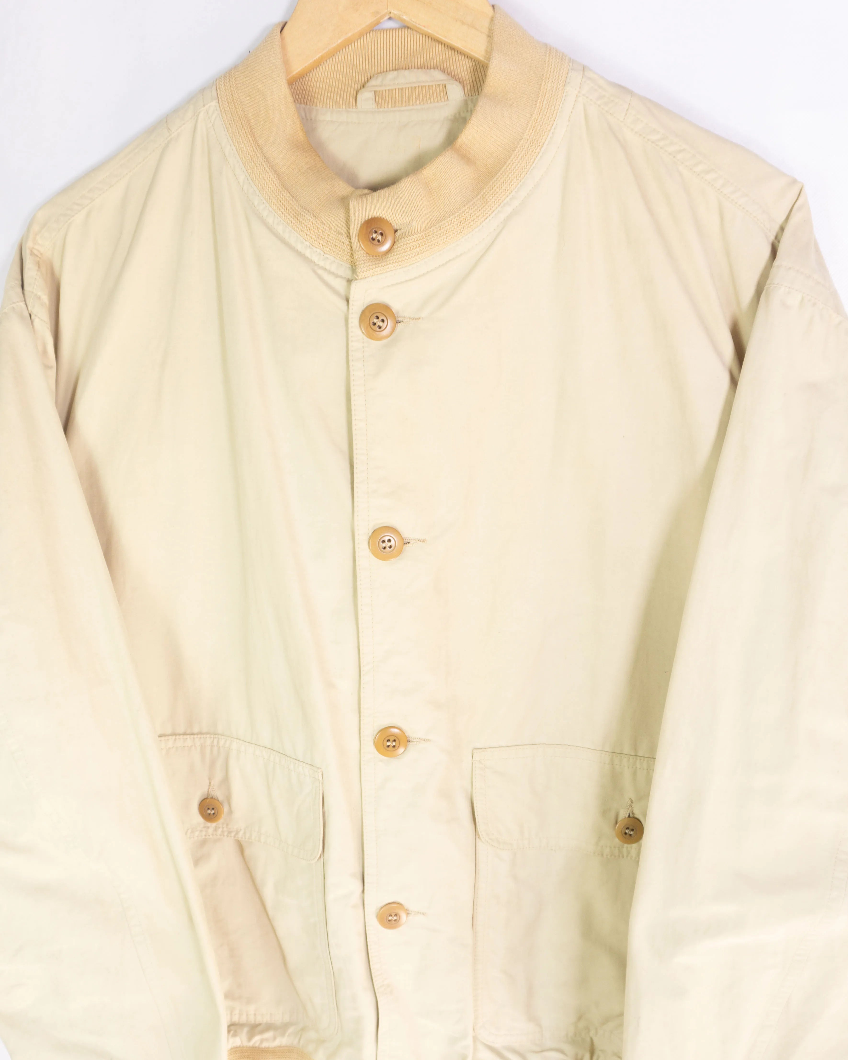 Cazadora Bomber Beige Vintage 90s Botonera — Talla M