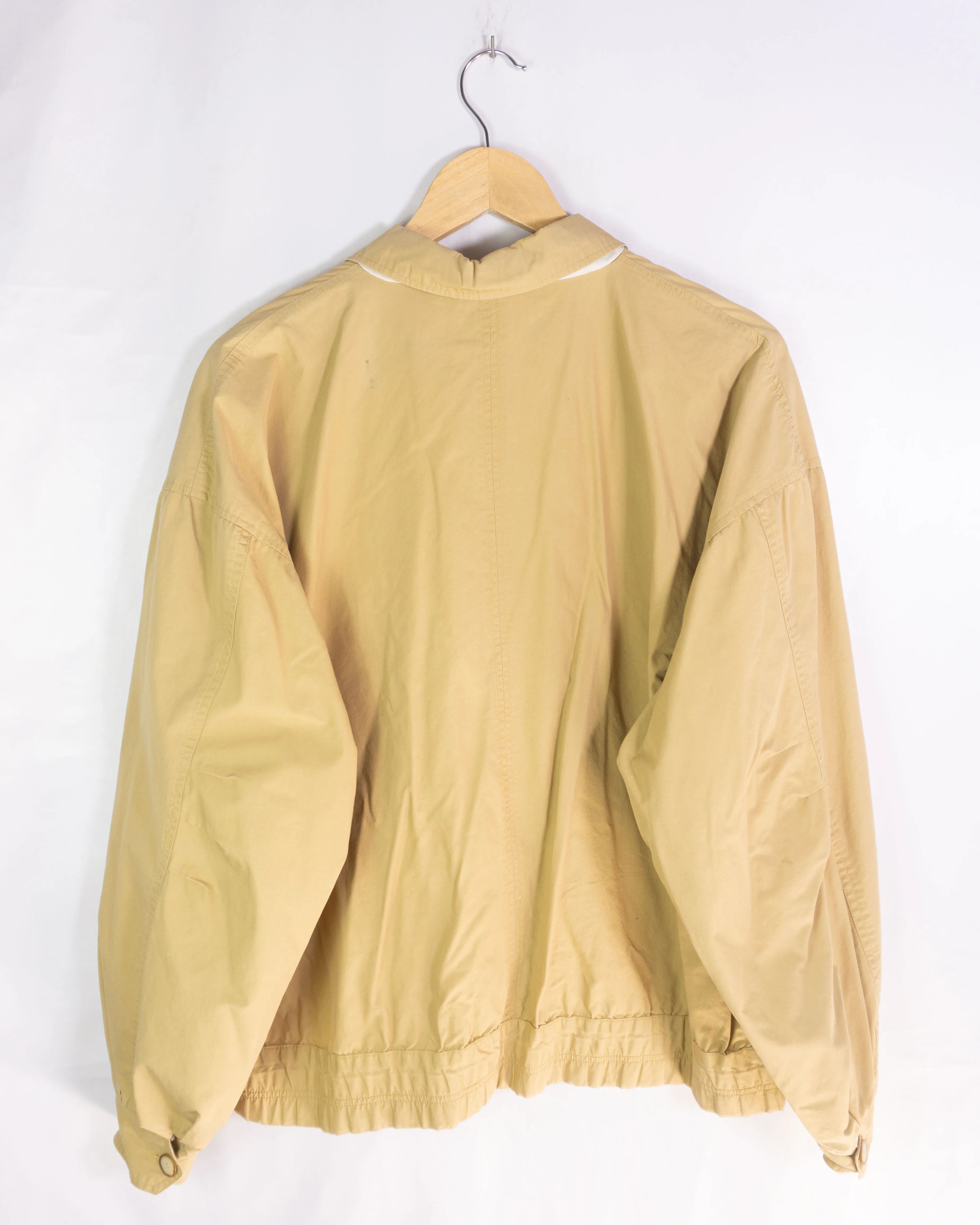 Cazadora Harrington Beige Vintage 90s Forro Estampado — Talla XL