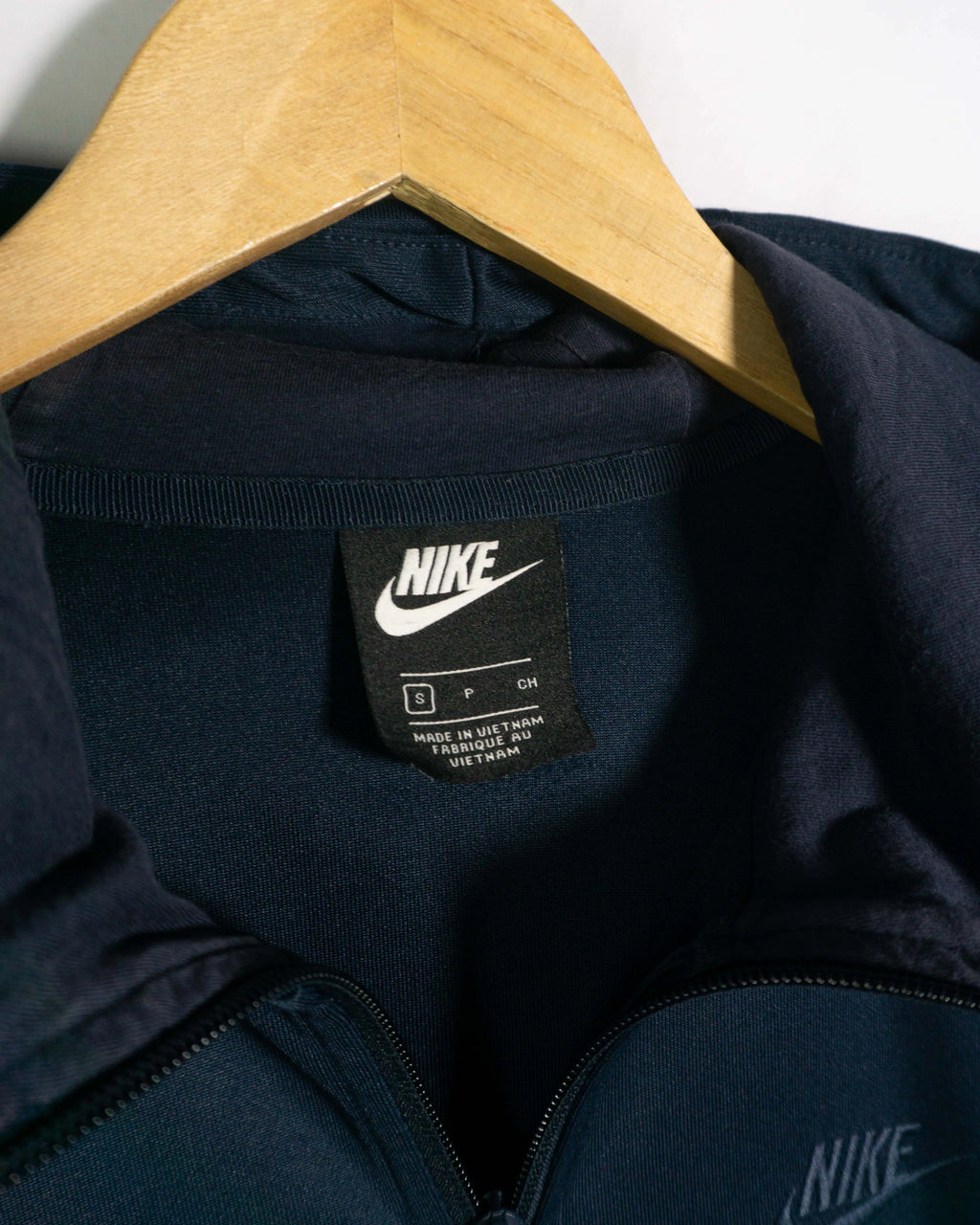 Sudadera Nike Taped Swoosh Azul Marino Cremallera — Talla M