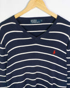Jersey Polo Ralph Lauren Rayas Marino Vintage 90s — Talla L