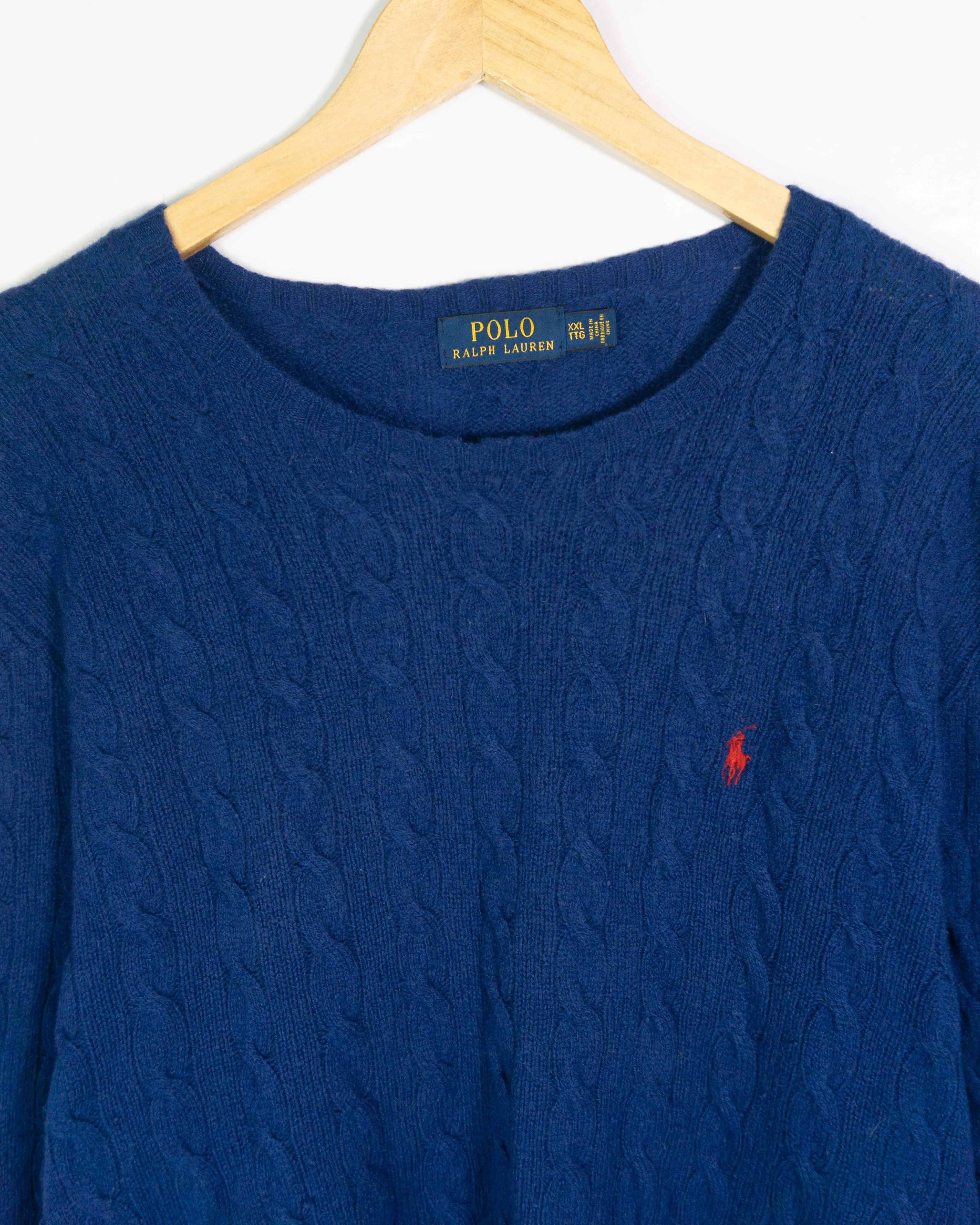 Jersey Ralph Lauren Cable Knit Azul Marino — Talla XXL