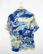 Camisa Hawaiana Estampado Tropical Azul — Talla L
