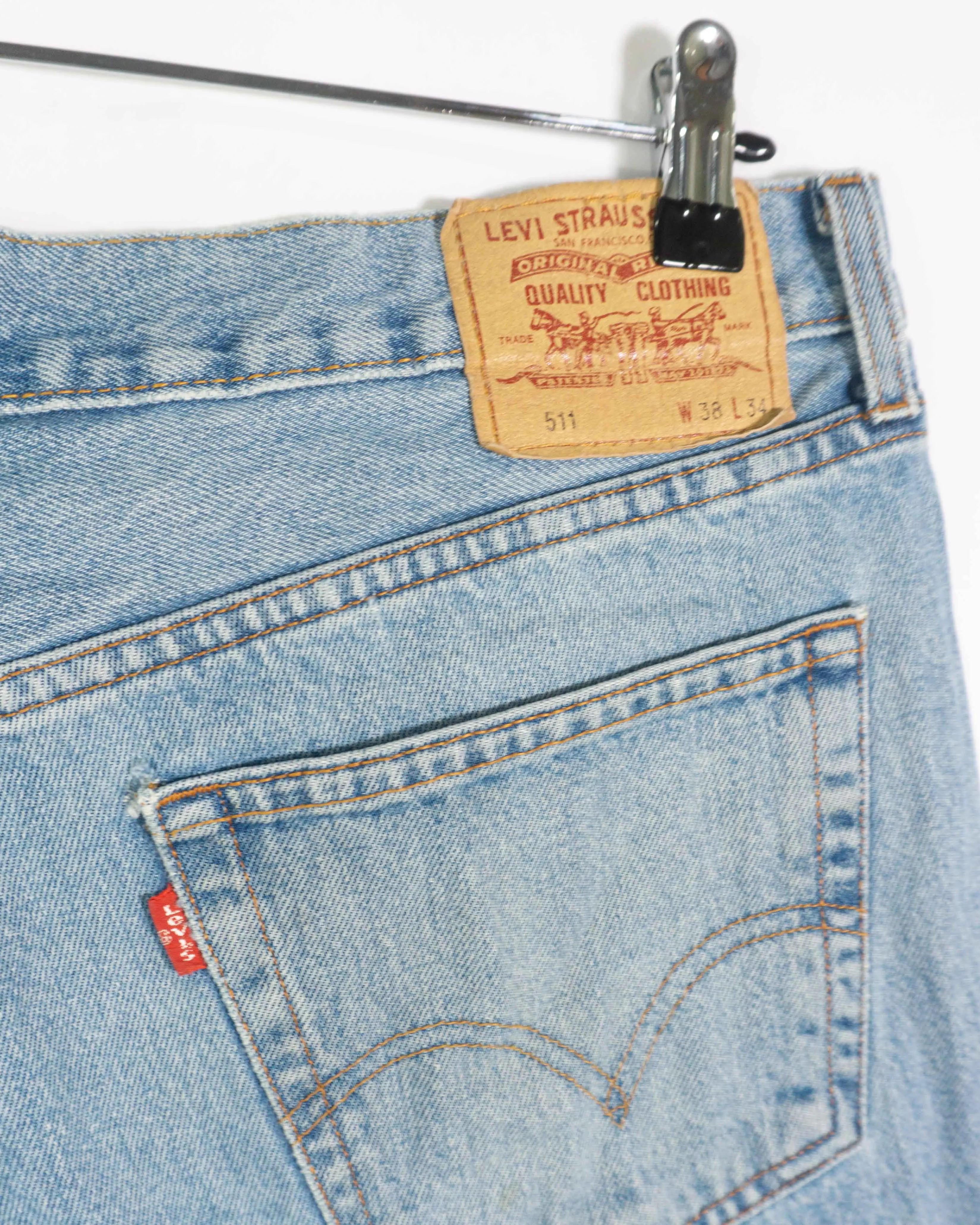 Shorts Denim Levi's 511 Azul Claro Vintage 90s — Talla W38