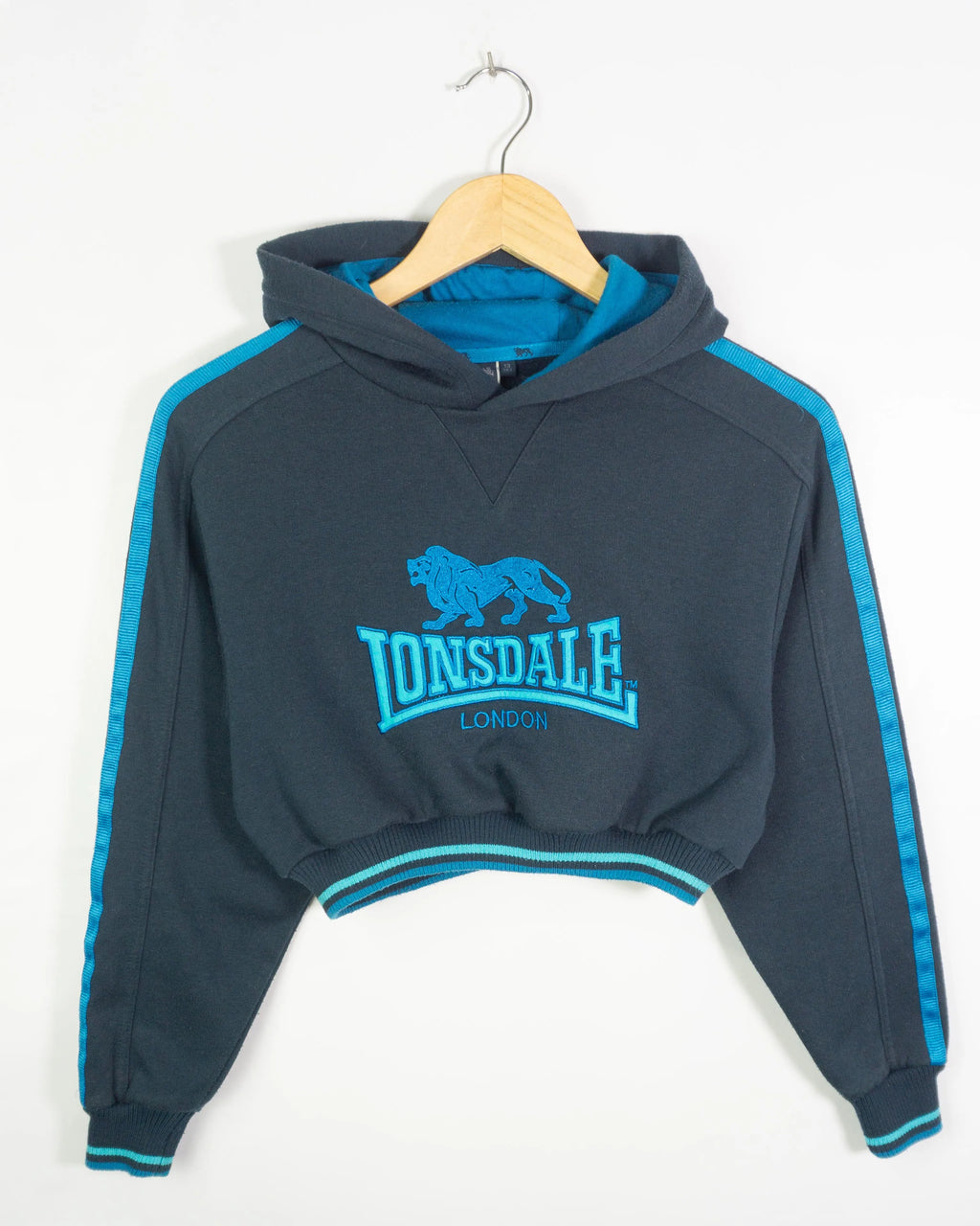 Sudadera Crop Lonsdale London Gris Rework Mujer — Talla S