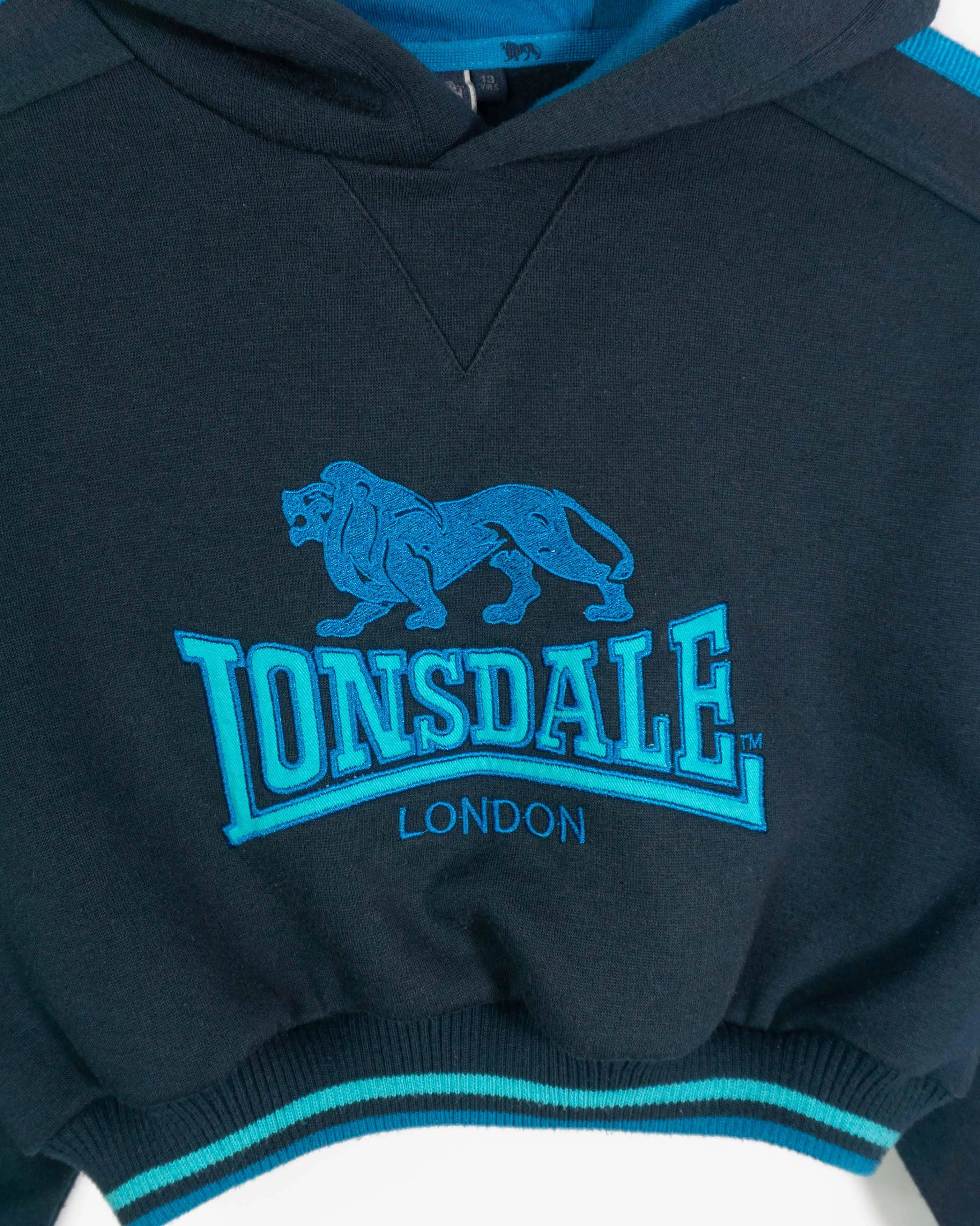 Sudadera Crop Lonsdale London Gris Rework Mujer — Talla S