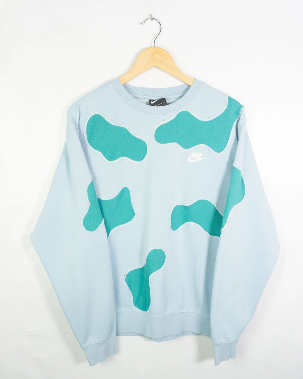 Sudadera Nike Rework Azul Manchas Turquesa — Talla M