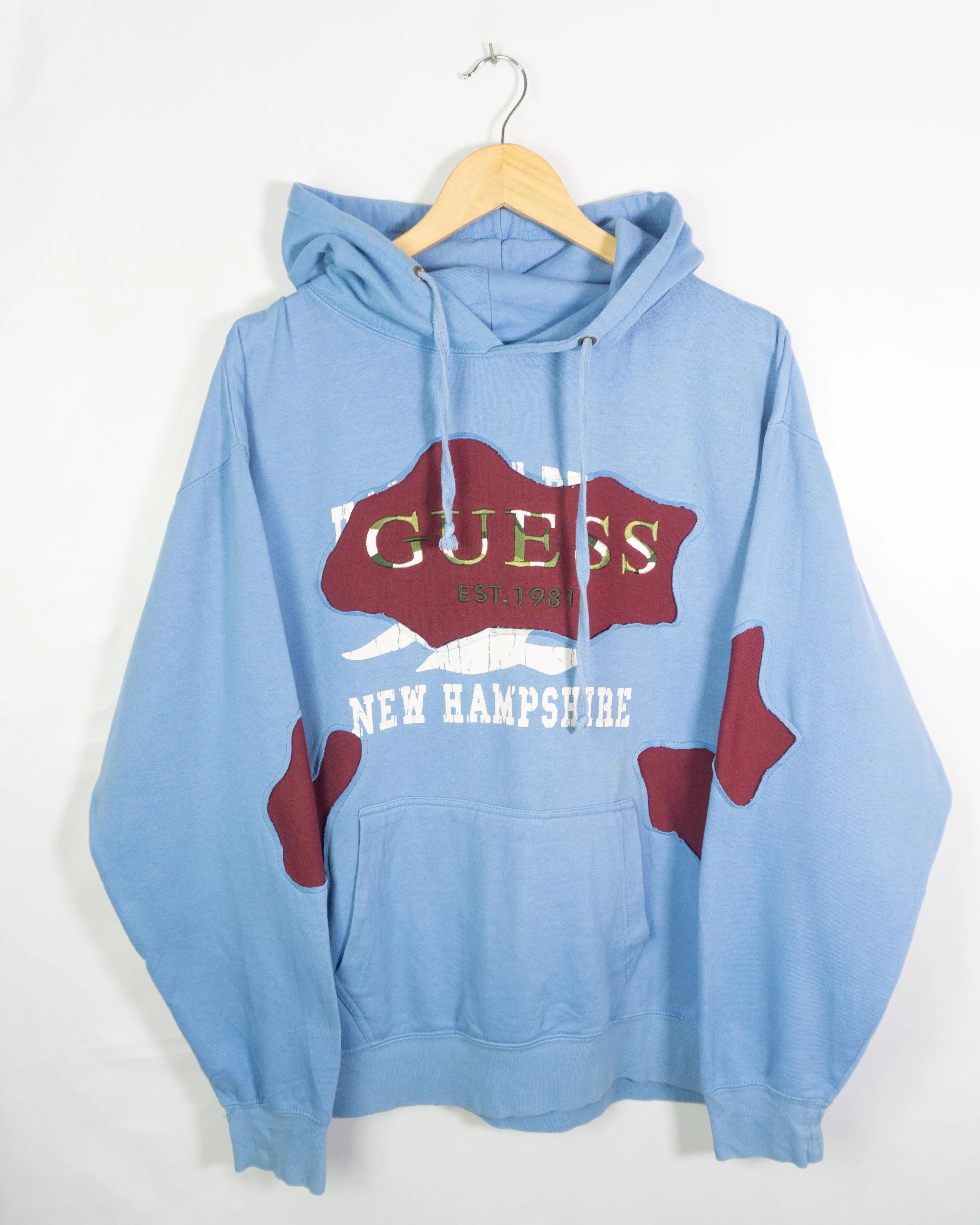 Sudadera Guess New Hampshire Rework Azul Burdeos — Talla L