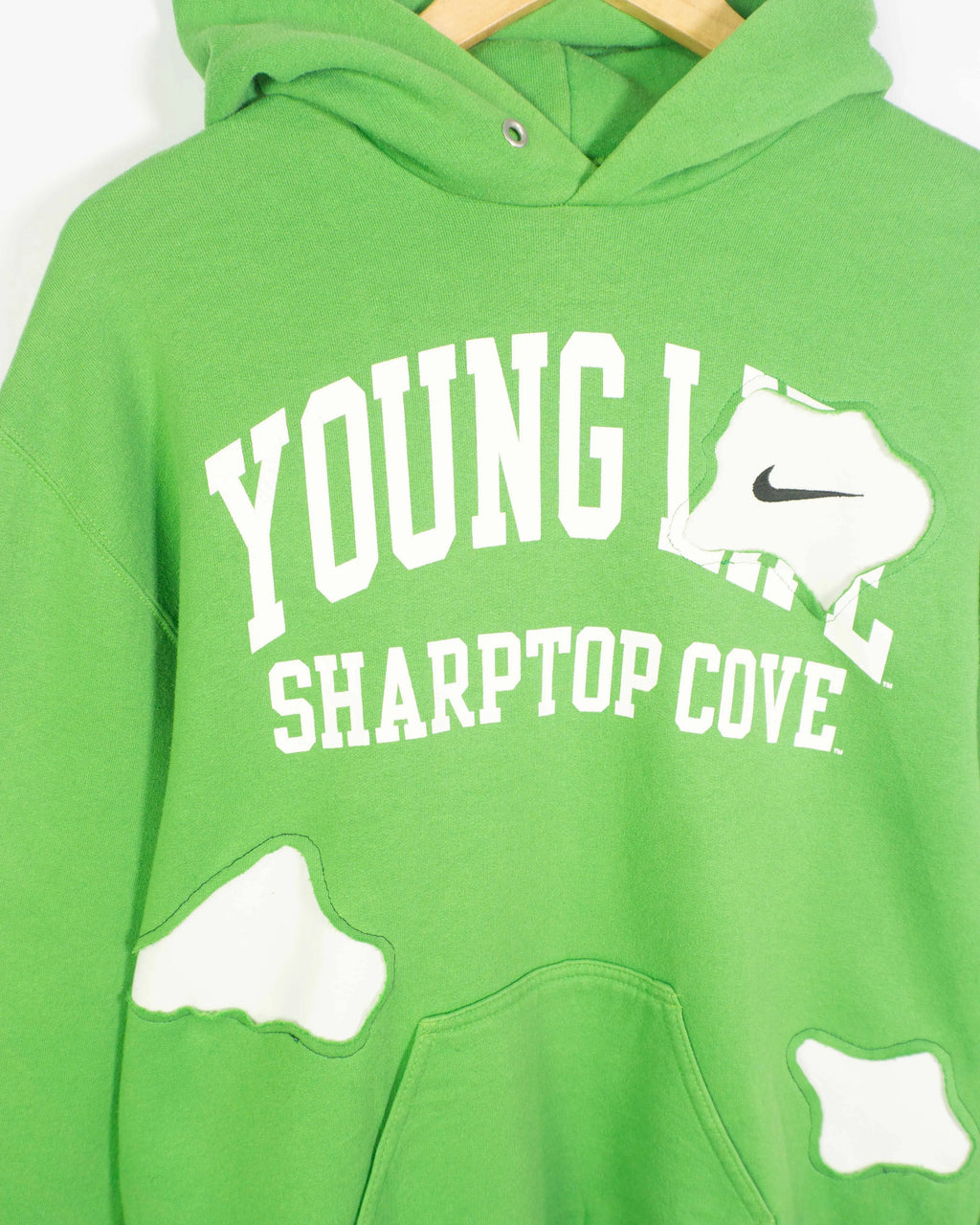 Sudadera Nike Rework Verde Lima Parches Blancos — Talla M