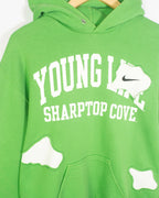 Sudadera Nike Rework Verde Lima Parches Blancos — Talla M