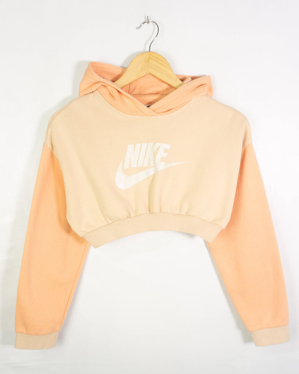 Sudadera Crop Nike Rework Melocotón Bicolor Mujer — Talla S