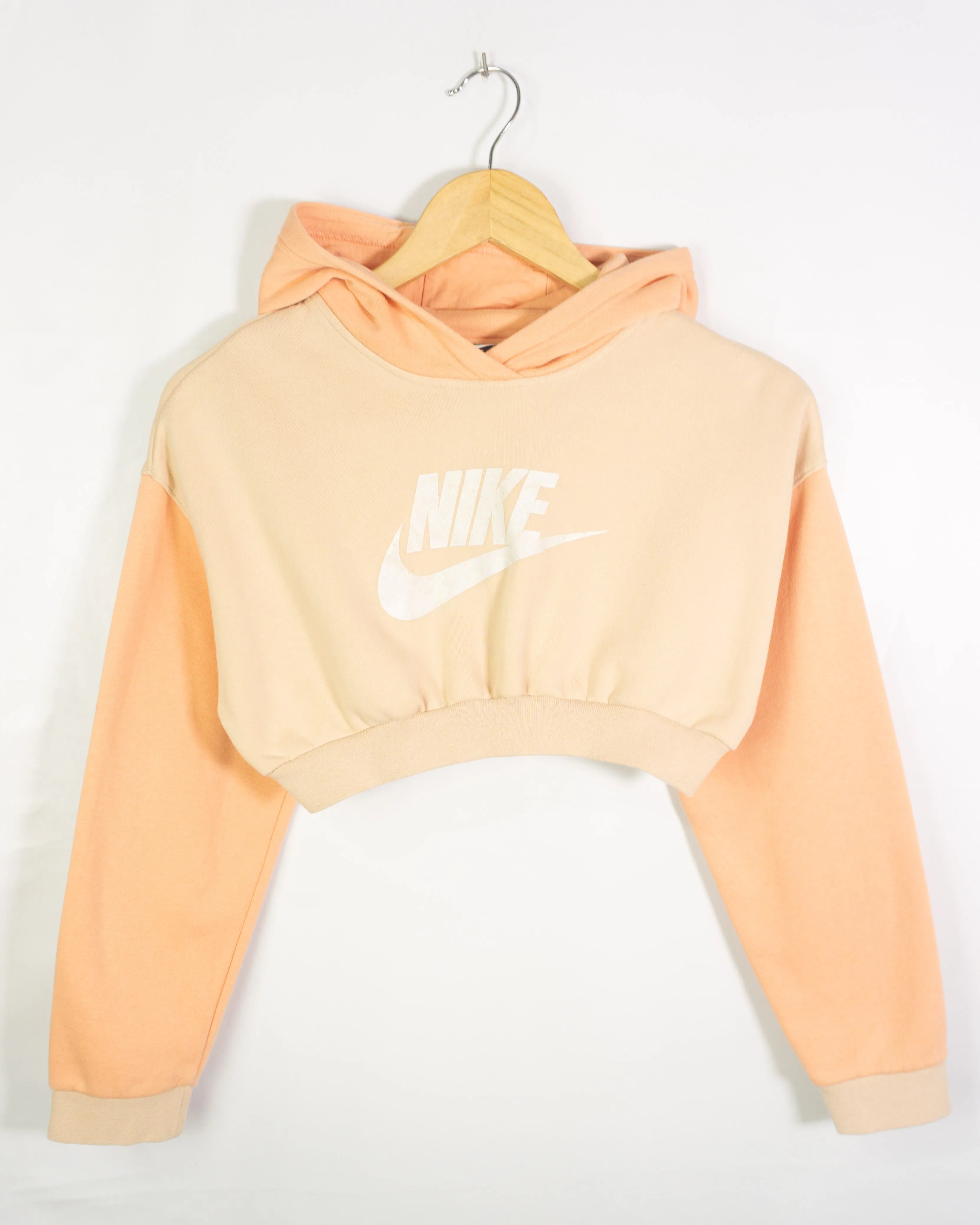 Sudadera Crop Nike Rework Melocotón Bicolor Mujer — Talla S