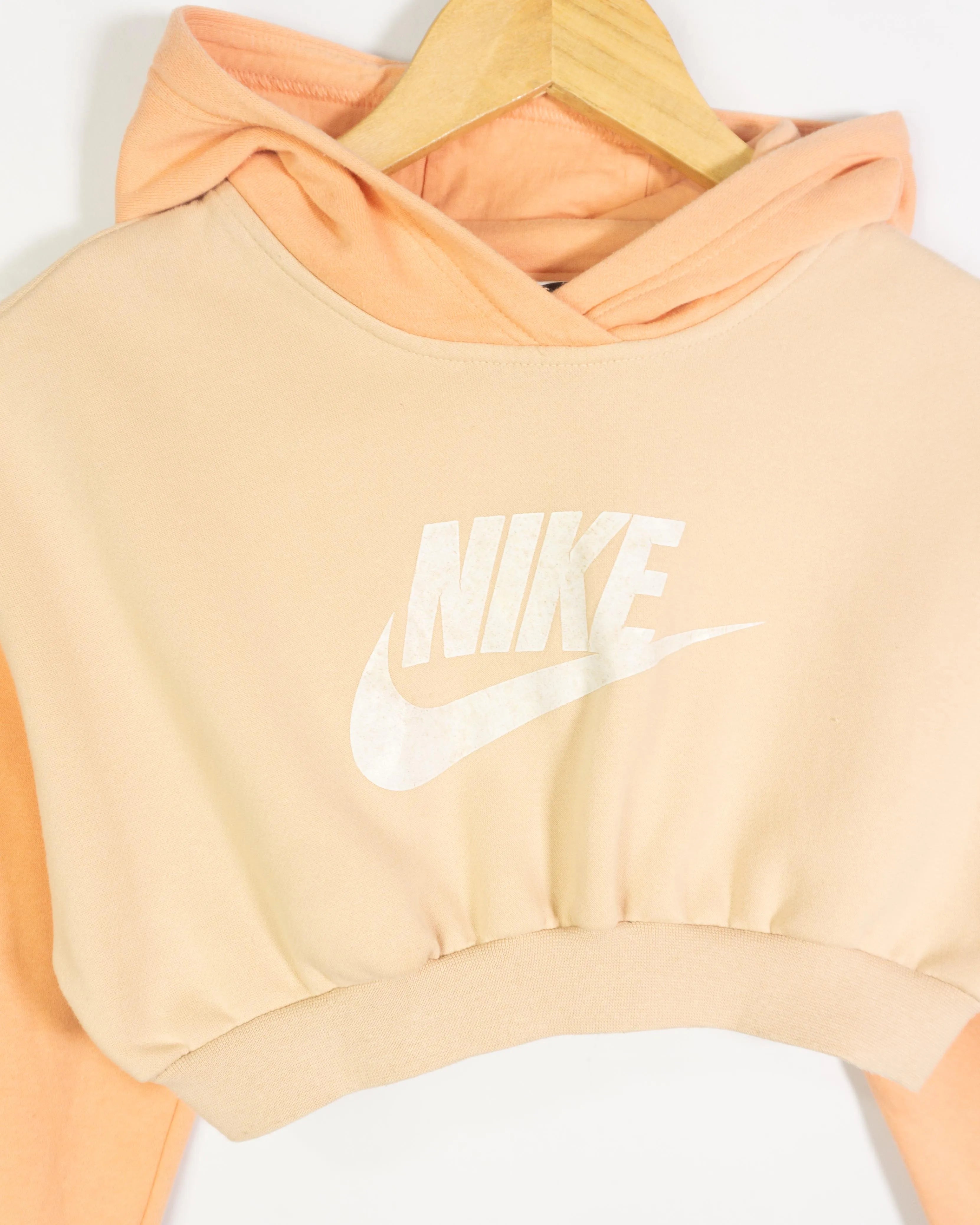 Sudadera Crop Nike Rework Melocotón Bicolor Mujer — Talla S