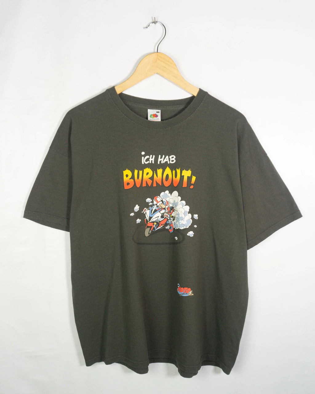Camiseta Vintage Burnout Moto Gráfica Gris Vintage 90s — Talla XXL