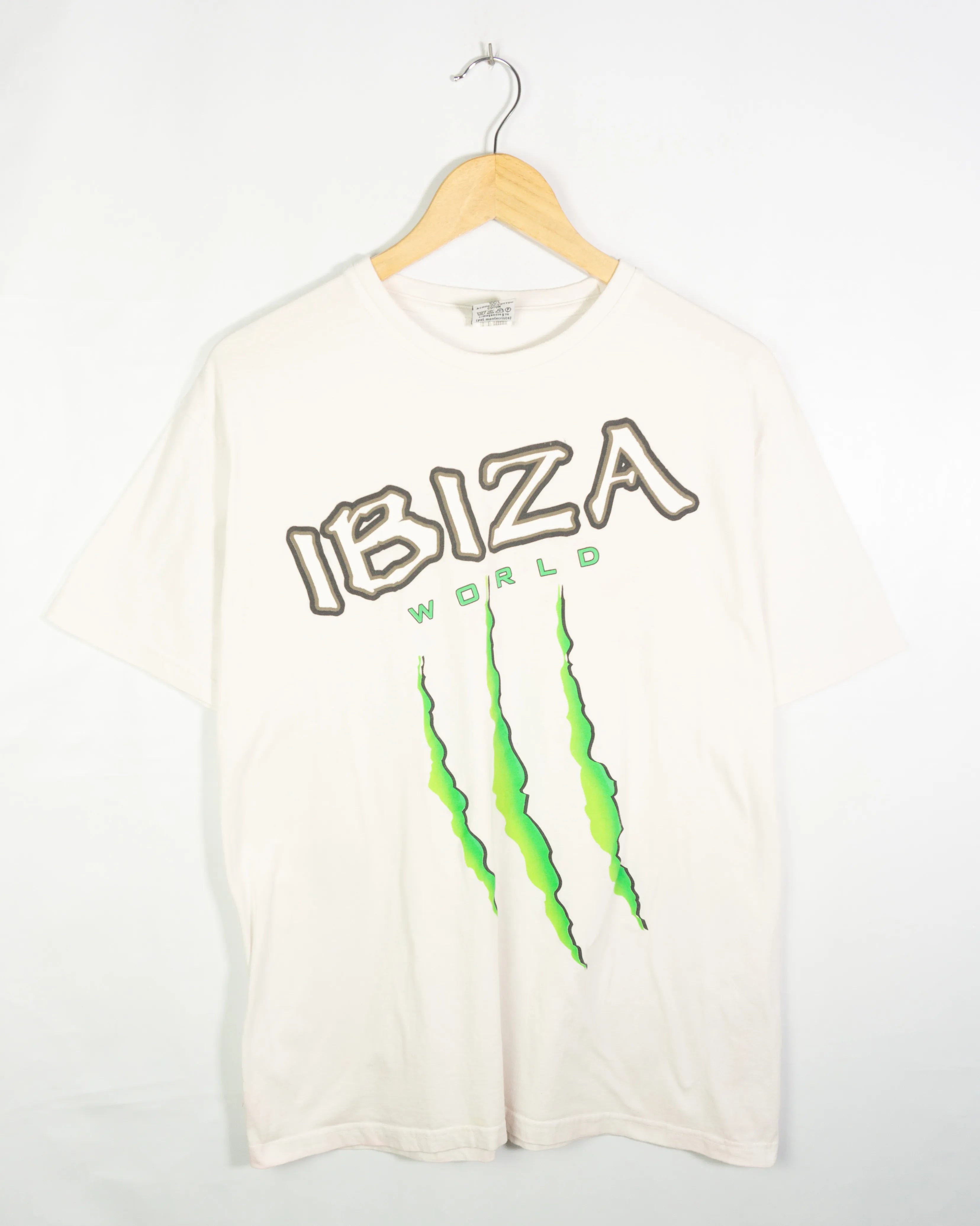 Camiseta Monster Ibiza World Vintage 00s Blanca — Talla XL
