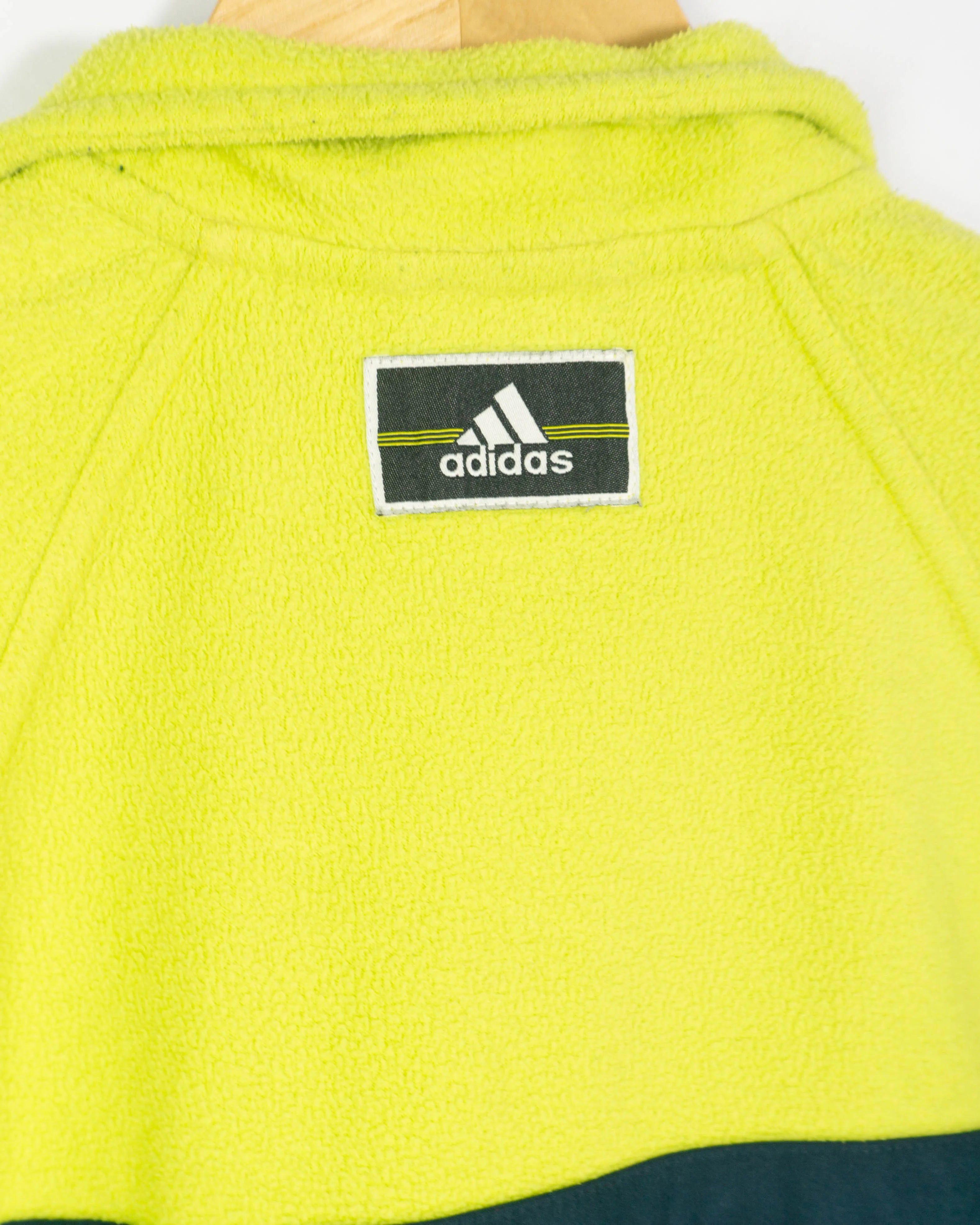 Polar Adidas Color Block Vintage 90s Verde Lima — Talla XS