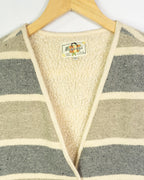 Chaleco Lana Magangi Rayas Vintage 70s Gris Crudo — Talla L