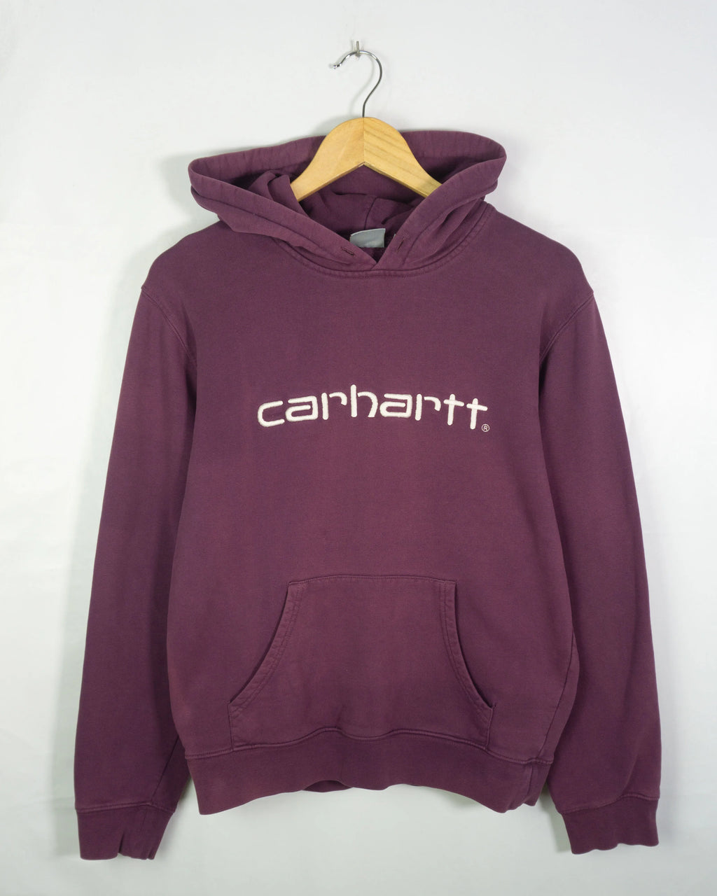 Sudadera Carhartt Logo Capucha Ciruela — Talla S
