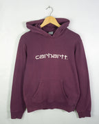 Sudadera Carhartt Logo Capucha Ciruela — Talla S