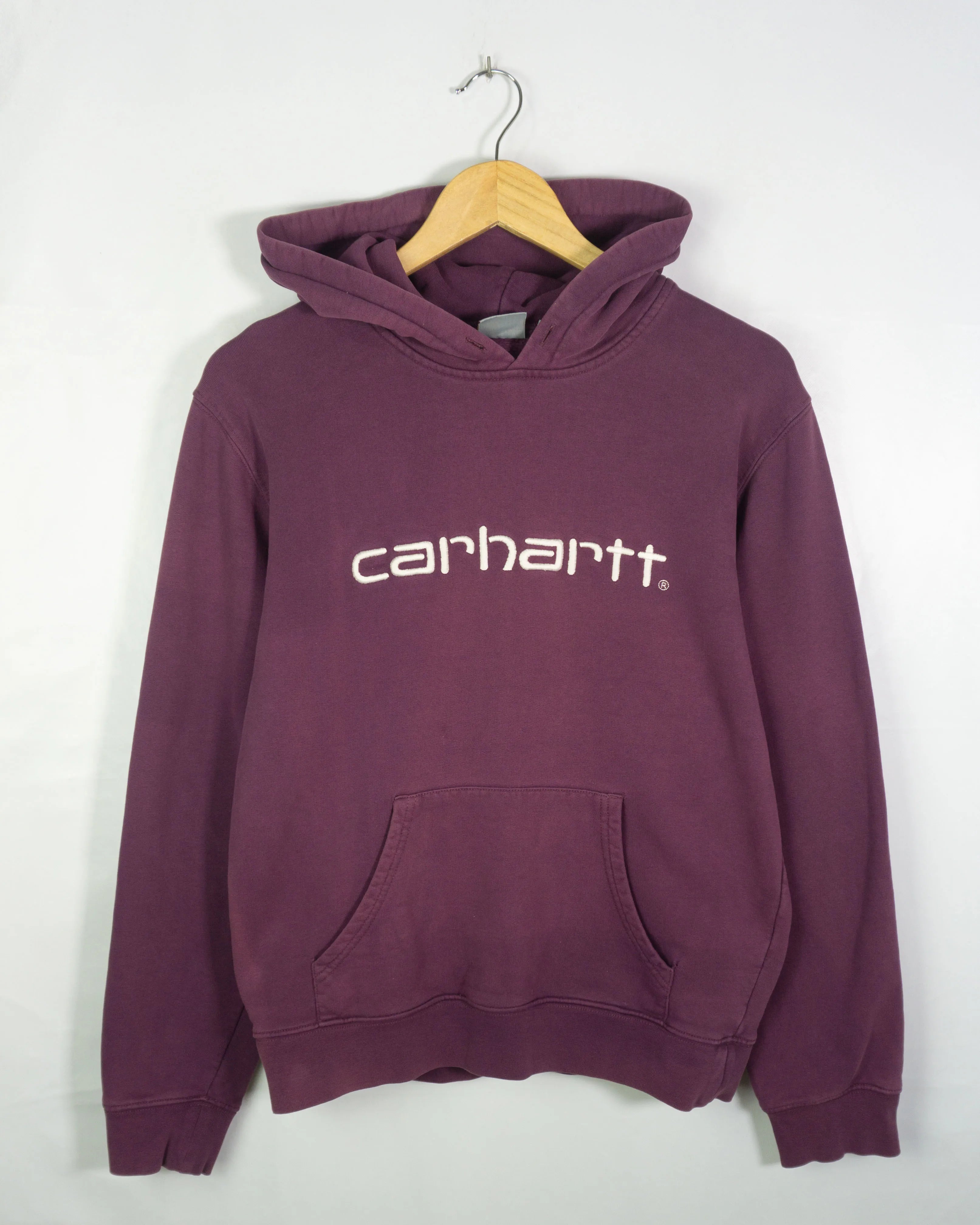 Sudadera Carhartt Logo Capucha Ciruela — Talla S
