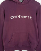 Sudadera Carhartt Logo Capucha Ciruela — Talla S