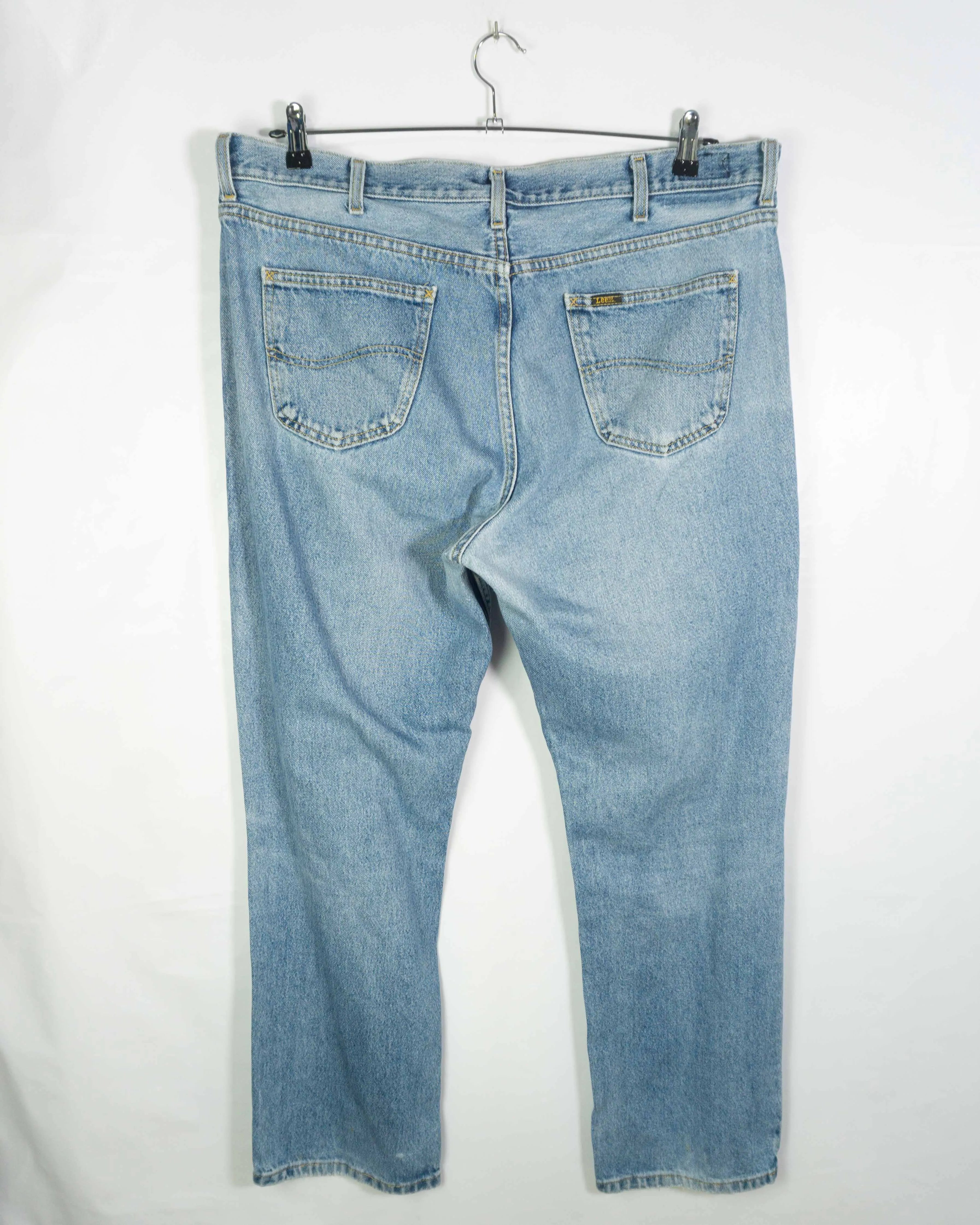 Jeans Lee denim Azul Claro Vintage 90s Faded — W42