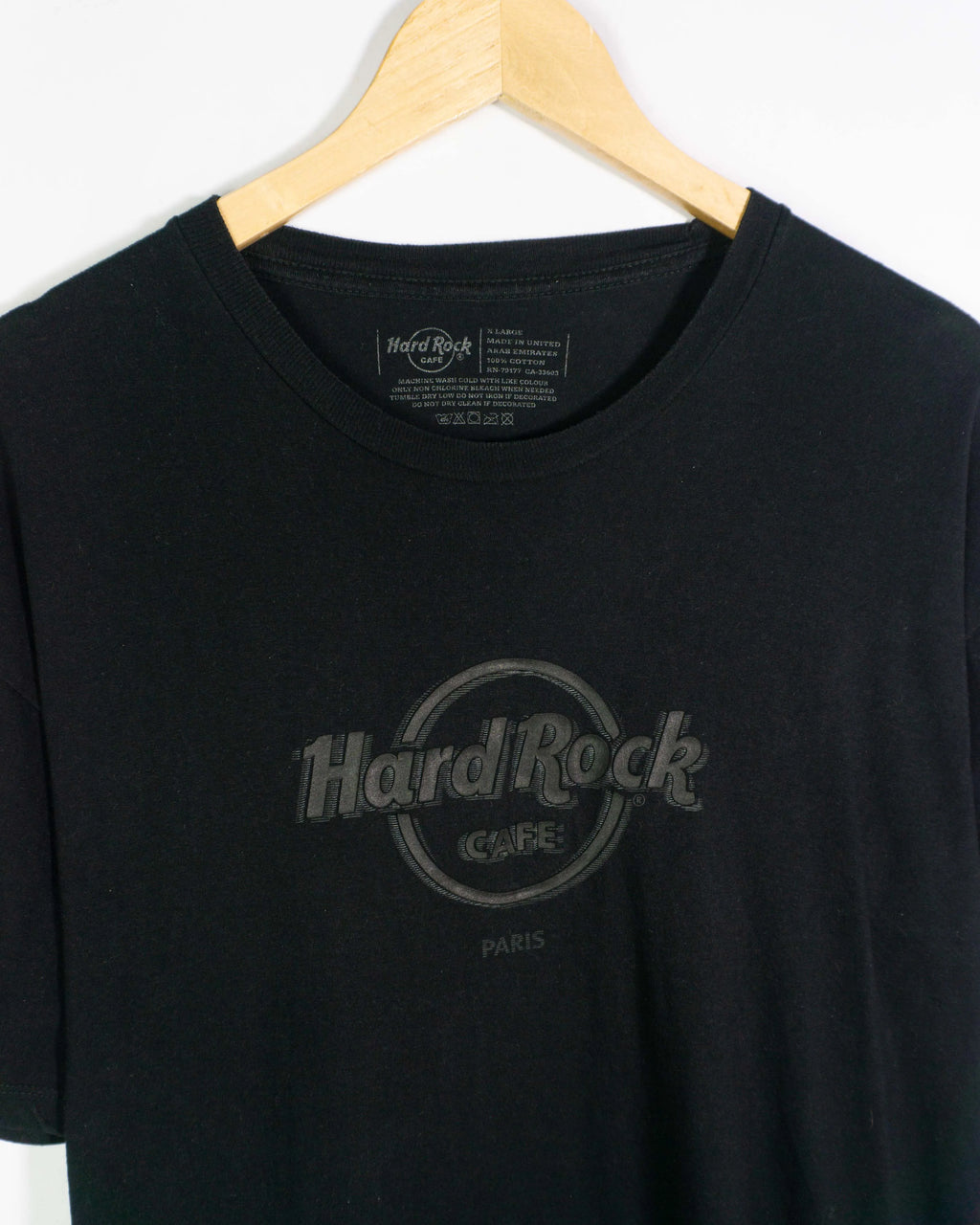 Camiseta Hard Rock Cafe Paris Negra Souvenir — Talla L