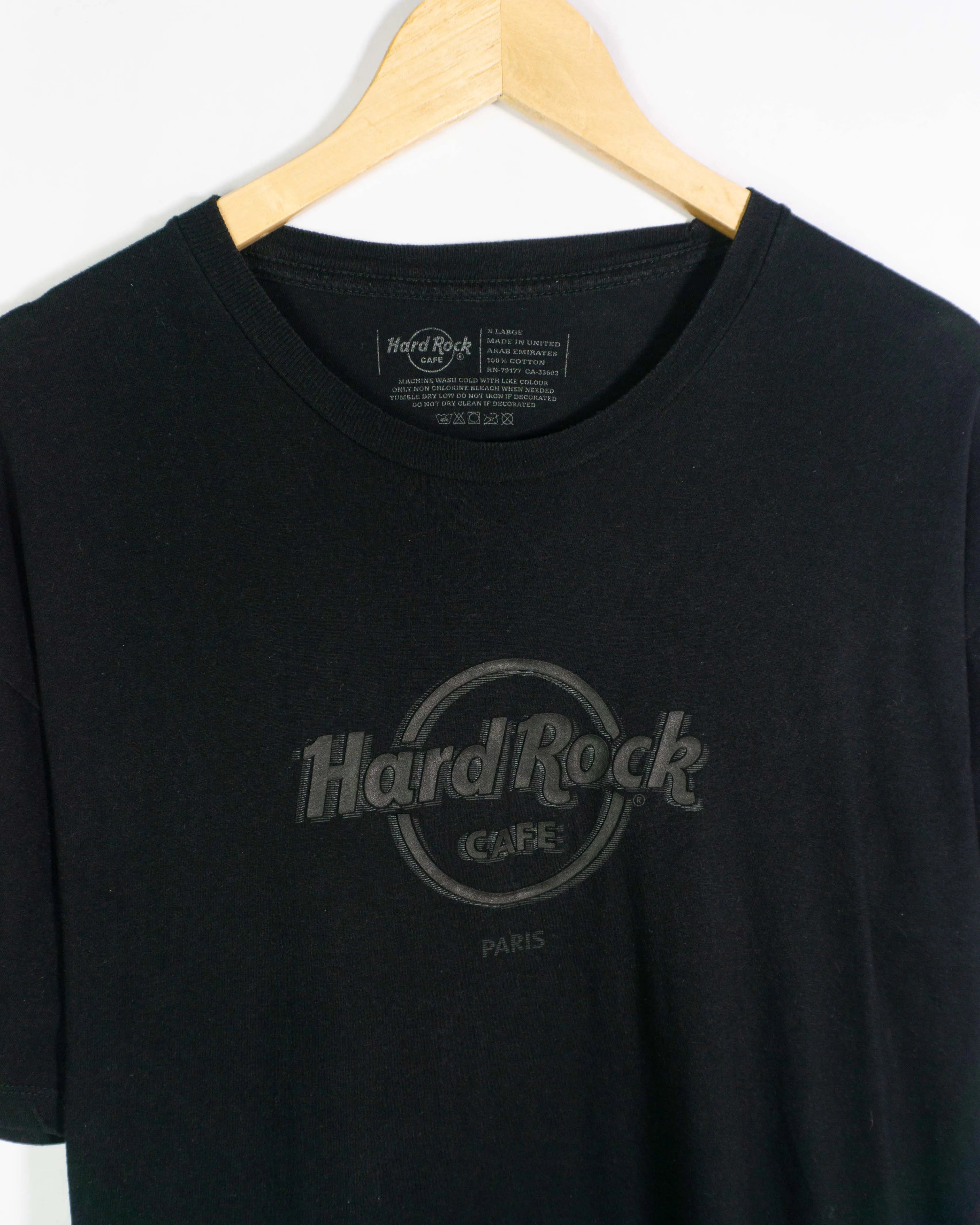 Camiseta Hard Rock Cafe Paris Negra Souvenir — Talla L