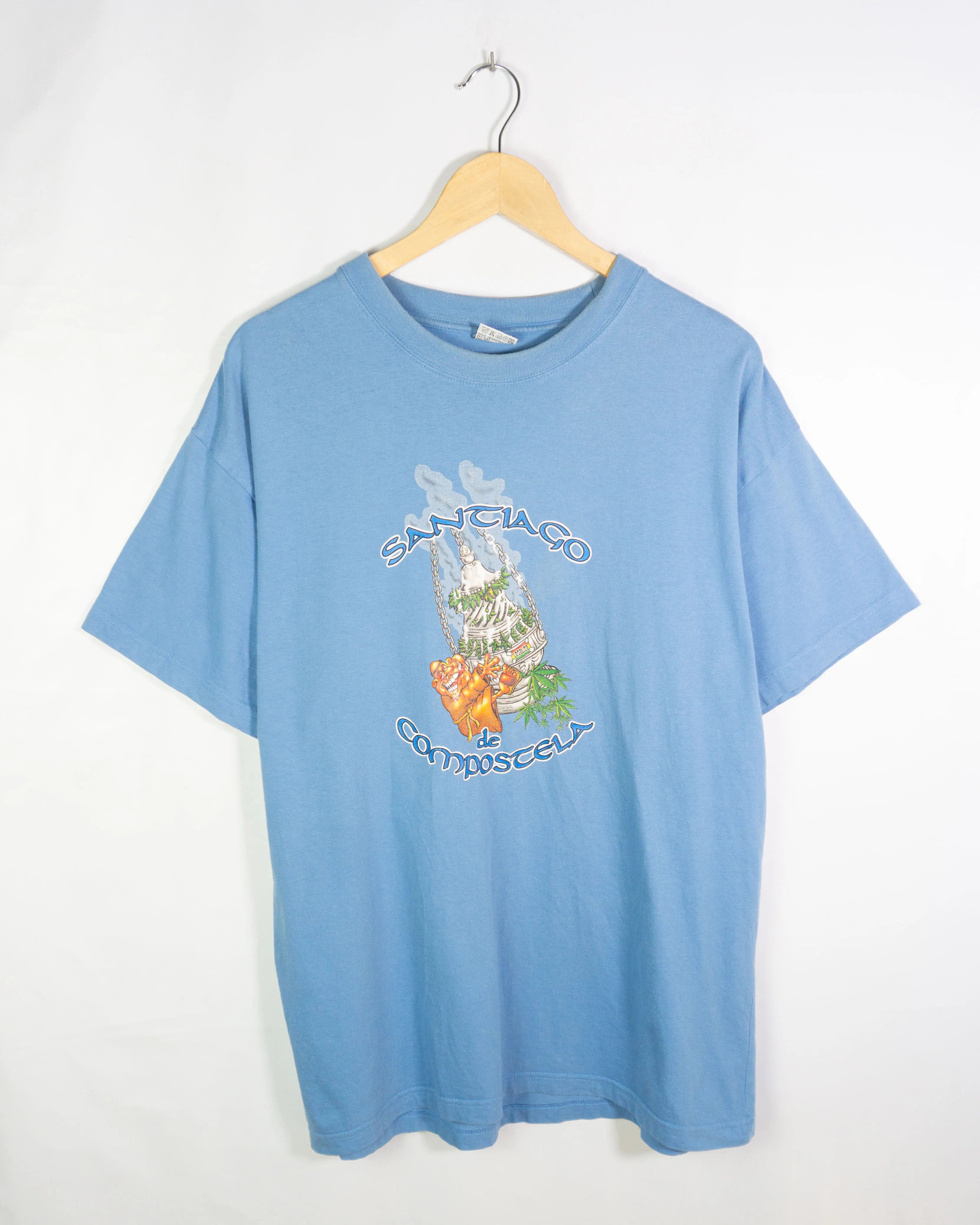Camiseta Vintage Santiago de Compostela Azul 90s — Talla XXL