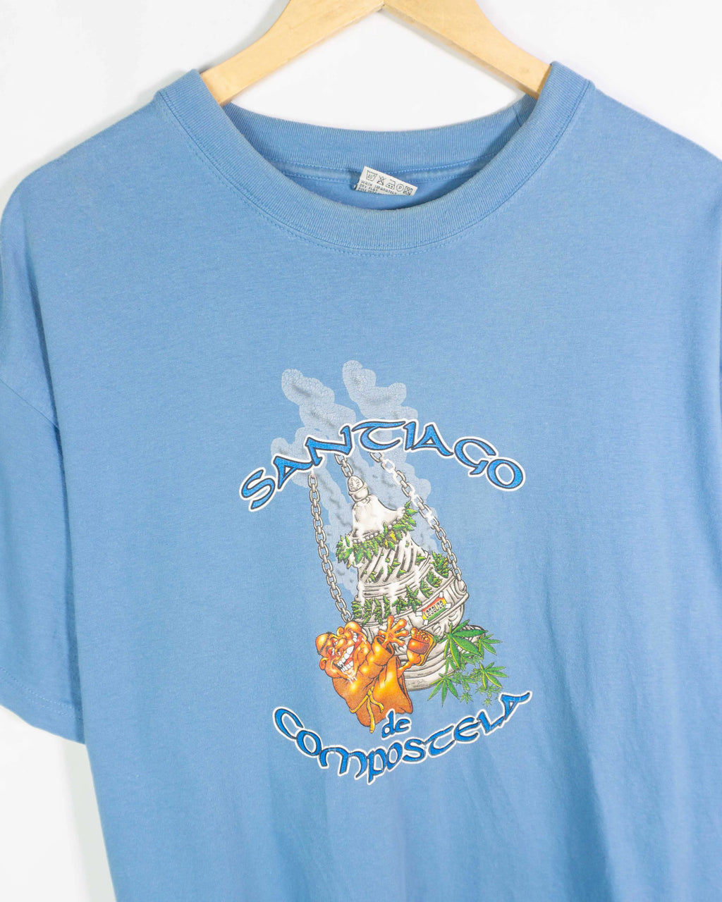 Camiseta Vintage Santiago de Compostela Azul 90s — Talla XXL