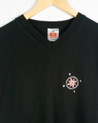 Camiseta Hanes Cuello V Rosa de los Vientos Negra 00s — Talla XL
