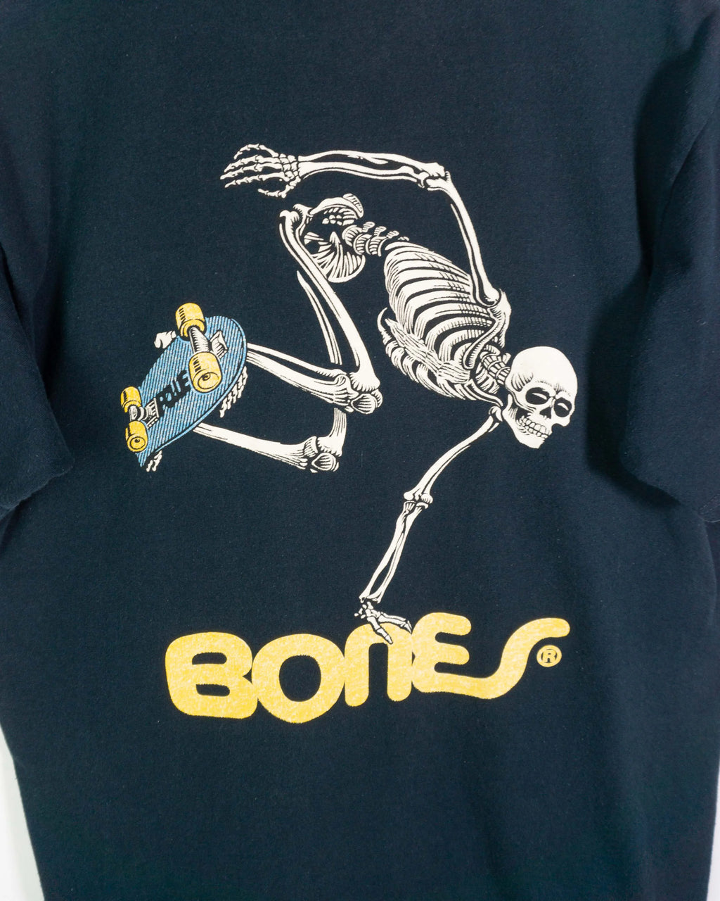 Camiseta Bones Skate Esqueleto Azul Marino Vintage 00s — Talla M