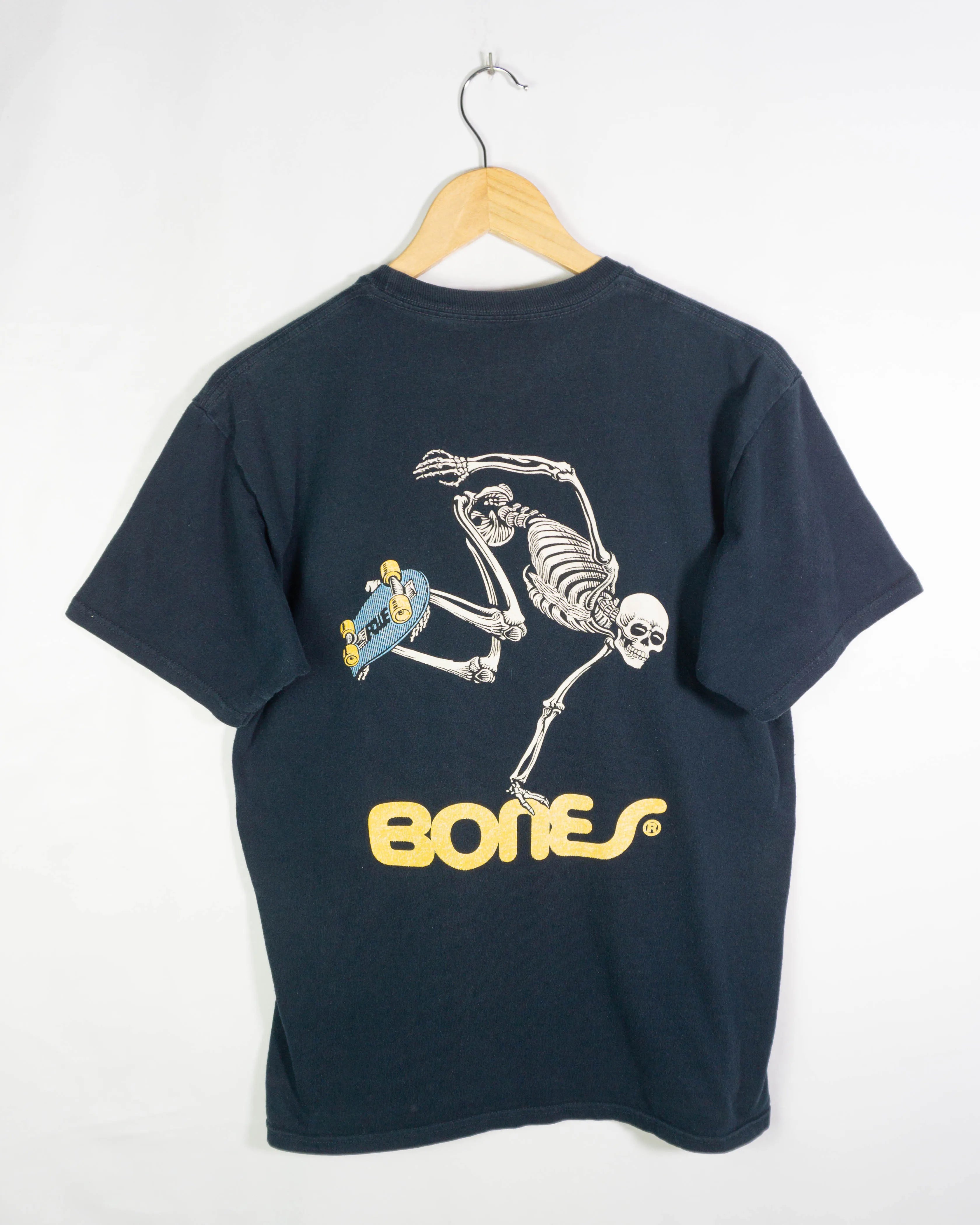 Camiseta Bones Skate Esqueleto Azul Marino Vintage 00s — Talla M