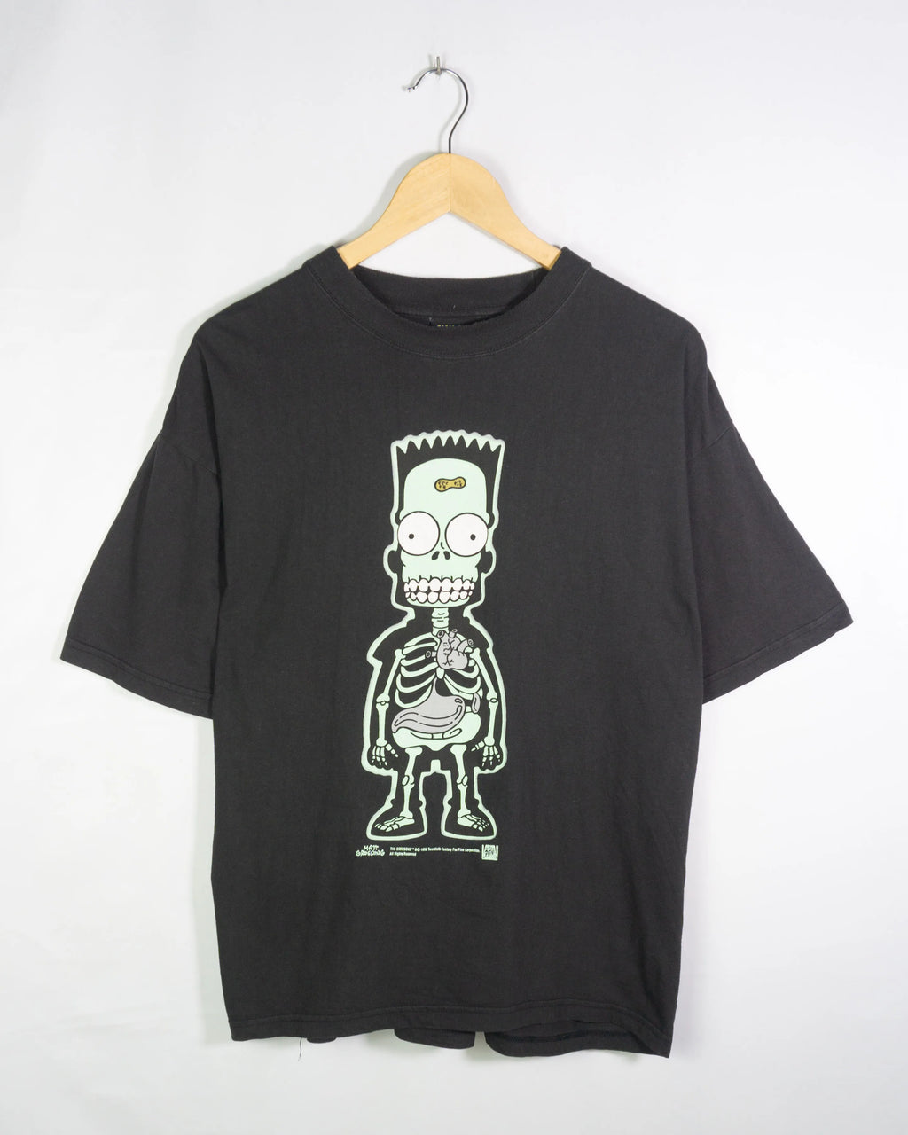 Camiseta Vintage The Simpsons Bart Skeleton Negra 1998 — Talla XL