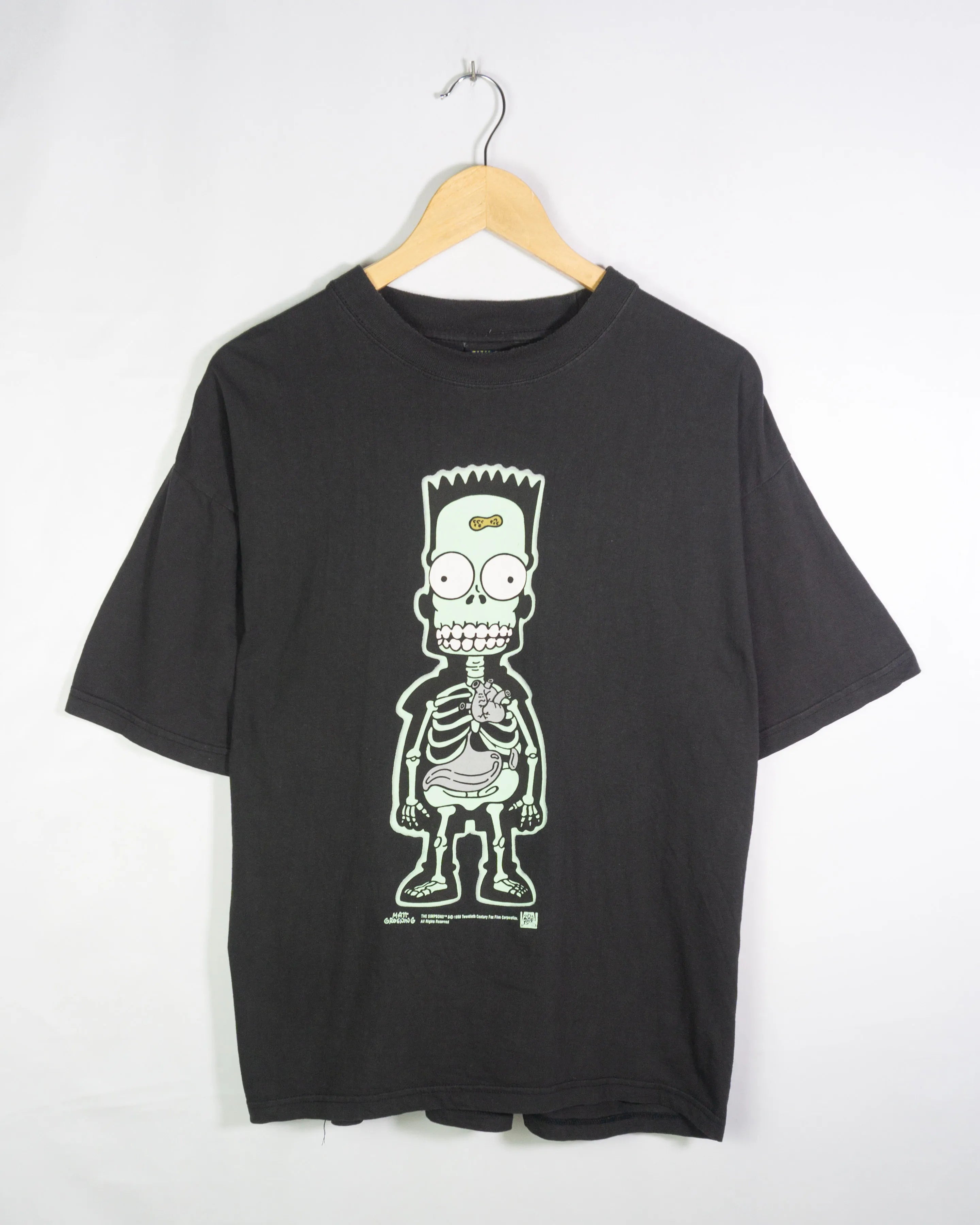 Camiseta Vintage The Simpsons Bart Skeleton Negra 1998 — Talla XL