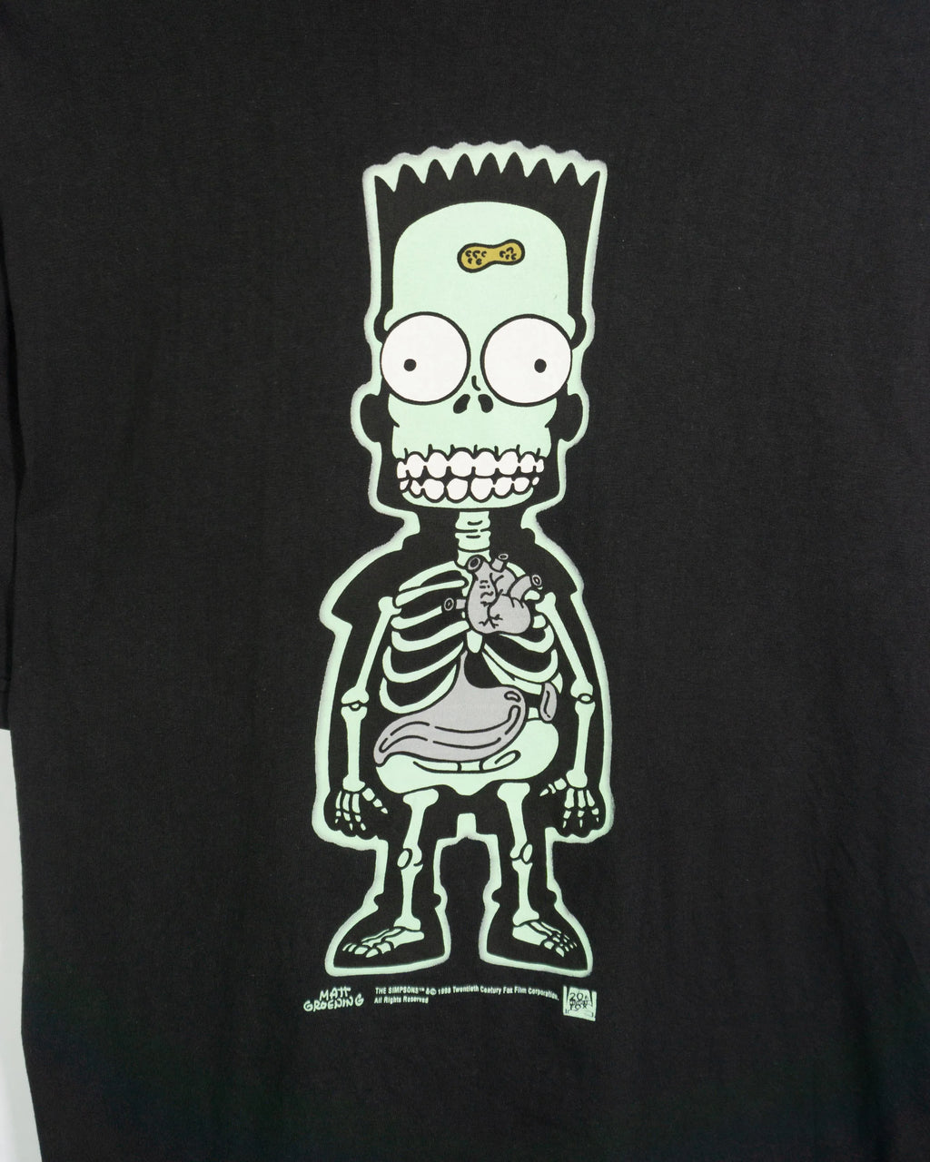 Camiseta Vintage The Simpsons Bart Skeleton Negra 1998 — Talla XL