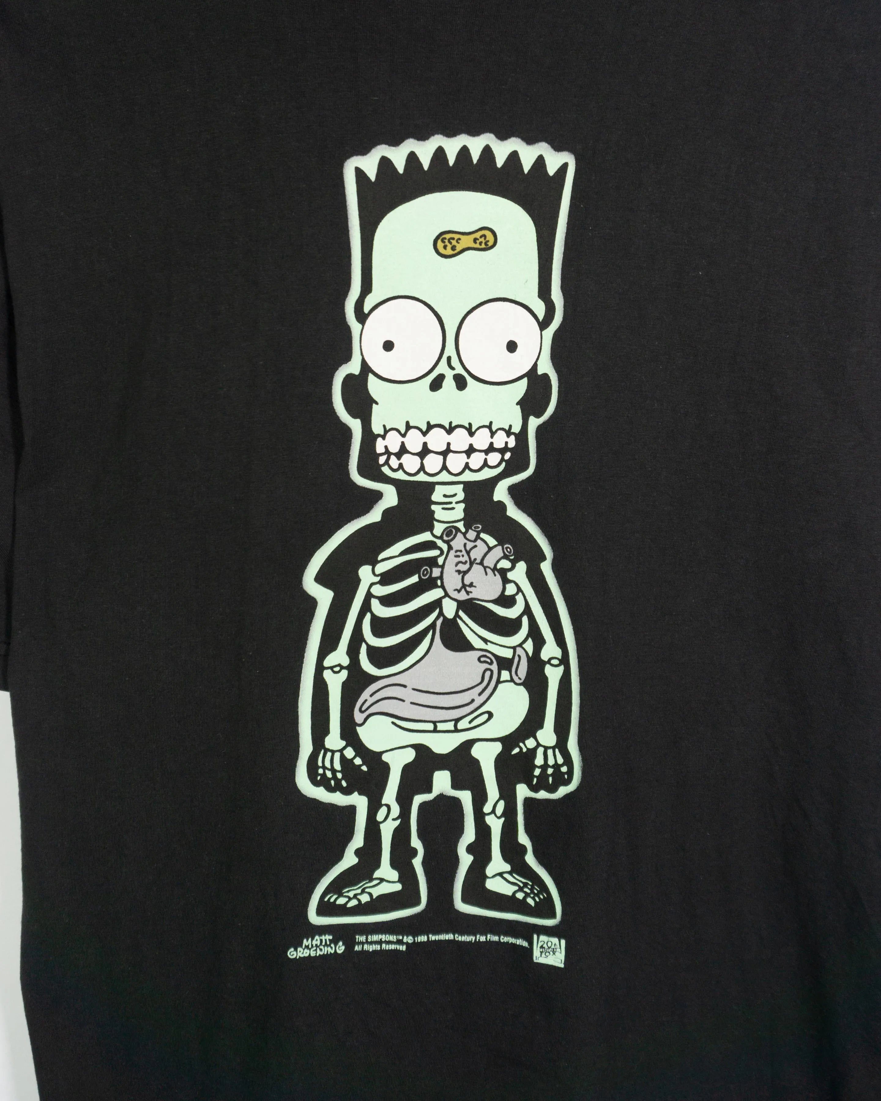 Camiseta Vintage The Simpsons Bart Skeleton Negra 1998 — Talla XL