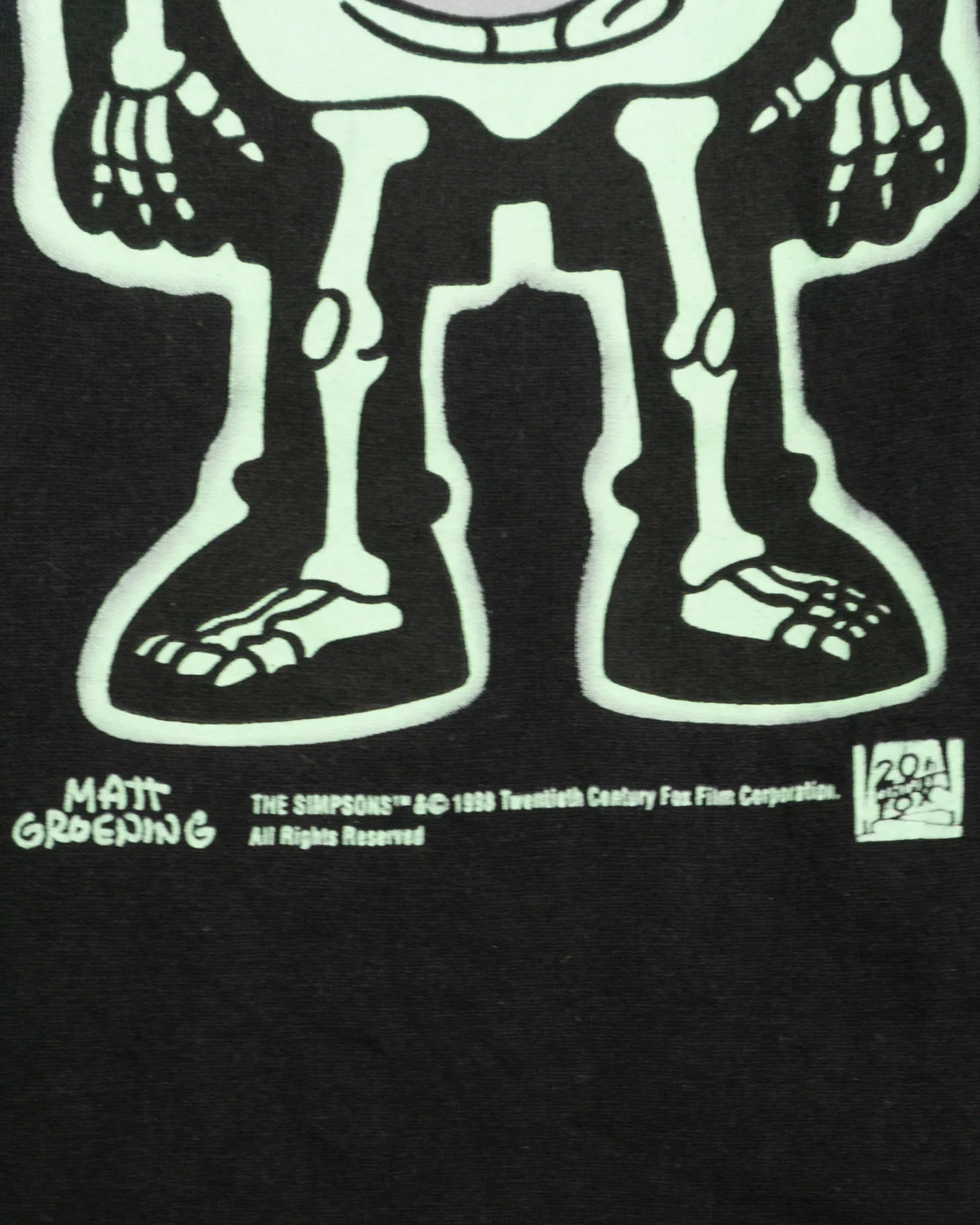 Camiseta Vintage The Simpsons Bart Skeleton Negra 1998 — Talla XL