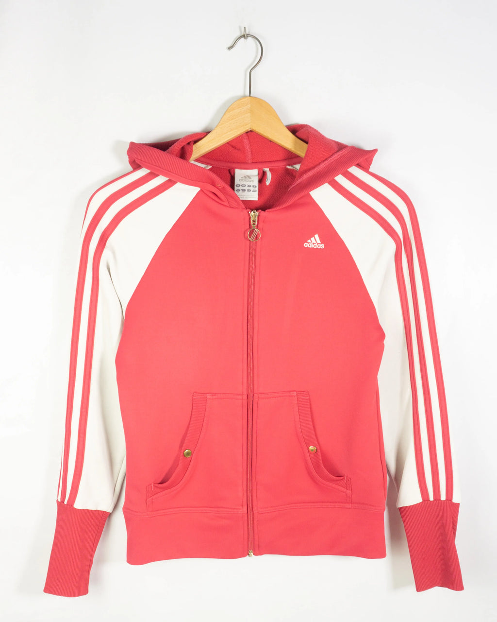Chaqueta Adidas Capucha Coral 3 Bandas Mujer — Talla S