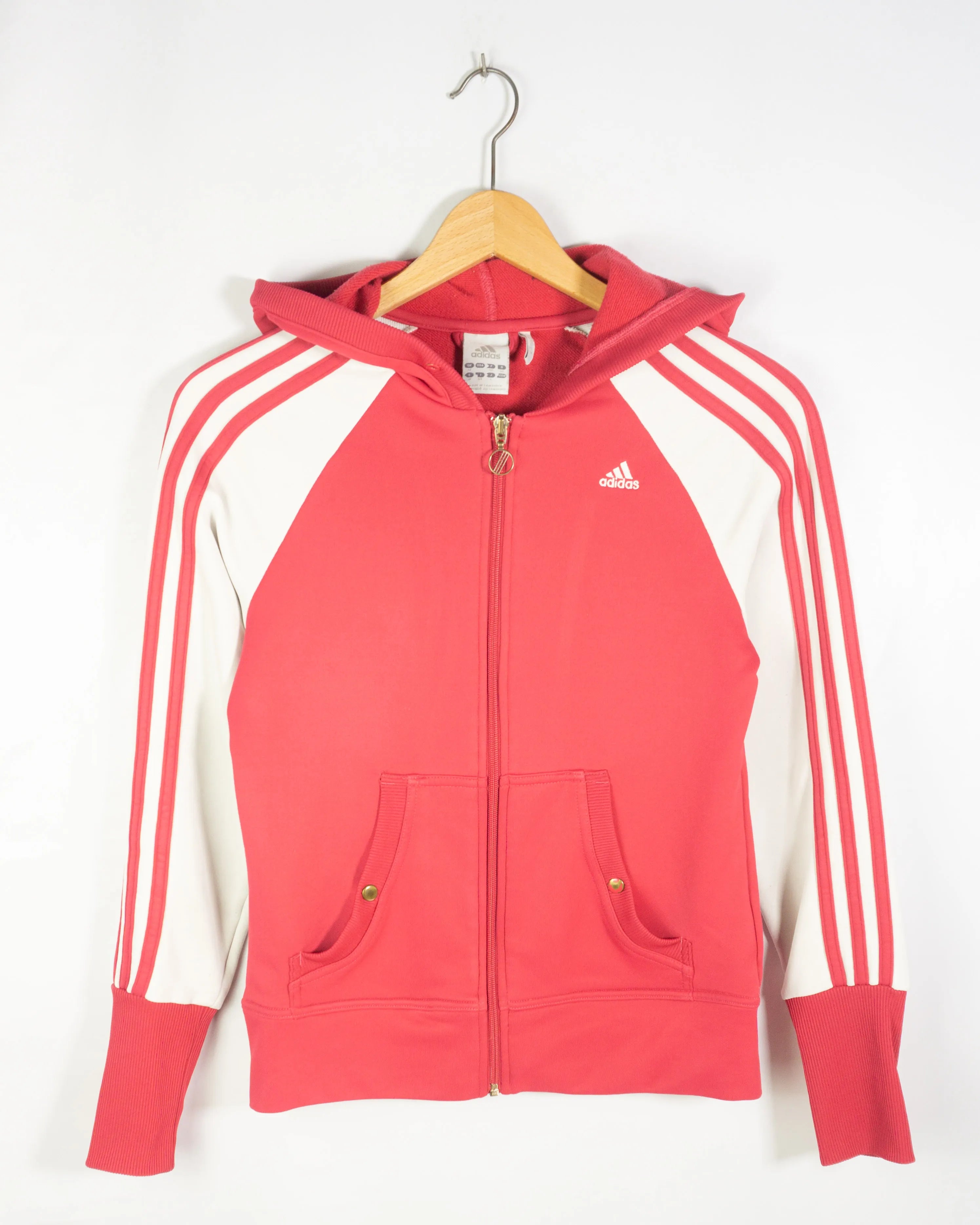 Chaqueta Adidas Capucha Coral 3 Bandas Mujer — Talla S