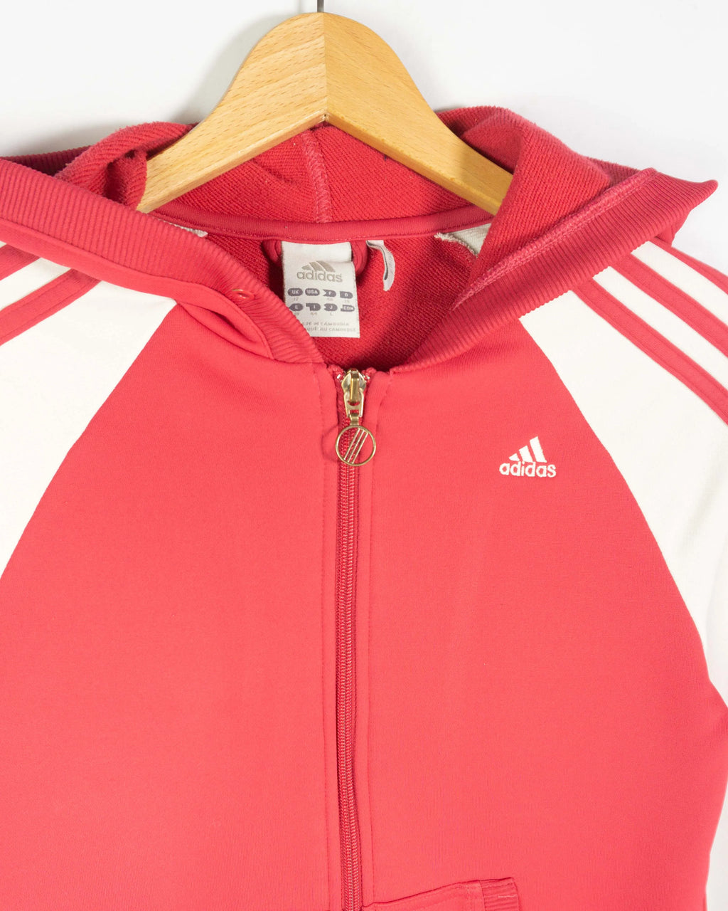 Chaqueta Adidas Capucha Coral 3 Bandas Mujer — Talla S