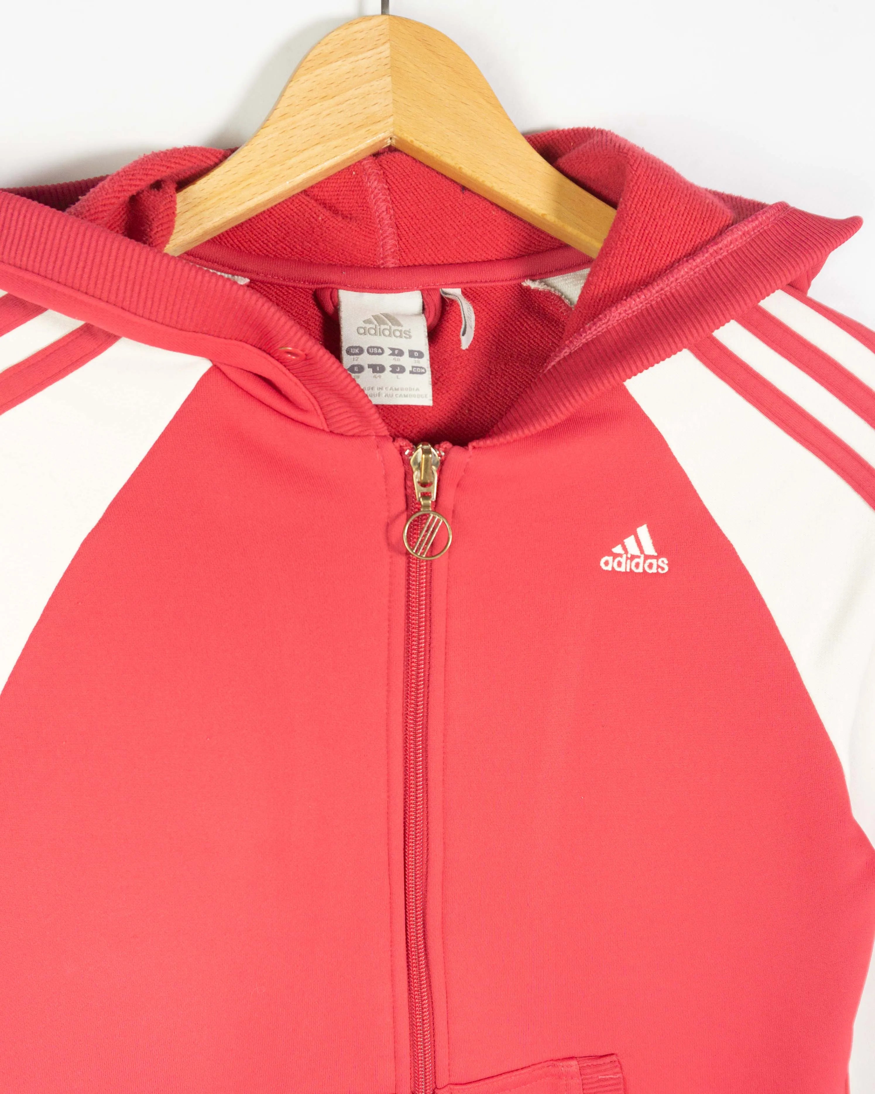 Chaqueta Adidas Capucha Coral 3 Bandas Mujer — Talla S