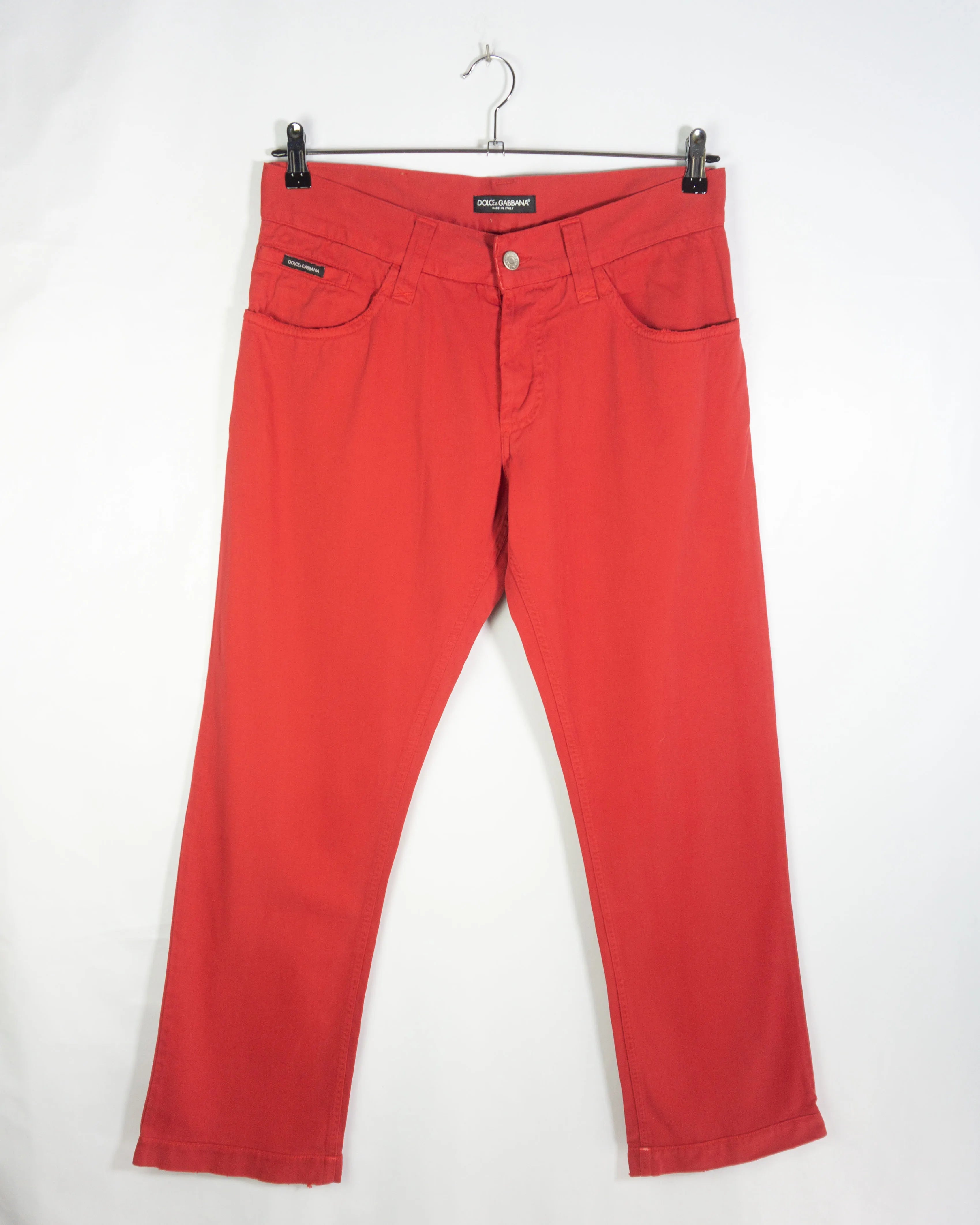Pantalon Dolce Gabbana Rojo Algodon 00s — Talla 48